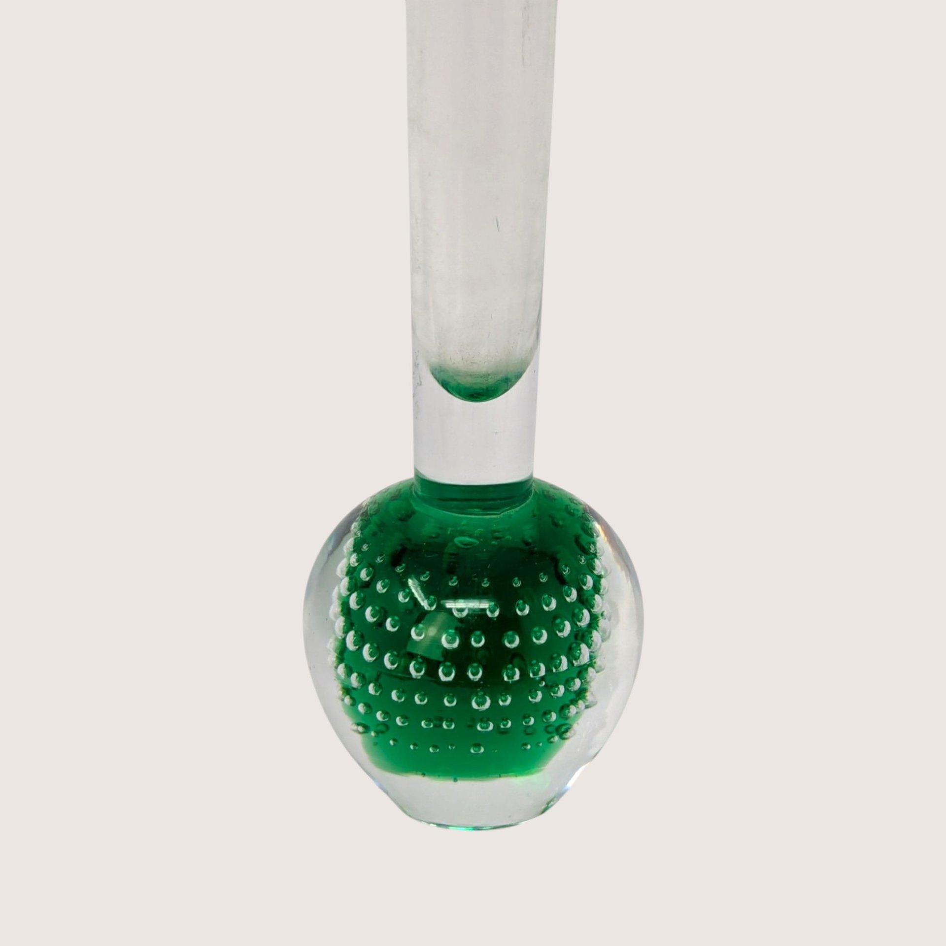 1960s Holmegaard Orchid Per Lutken Green Bubble Base Glass Vase