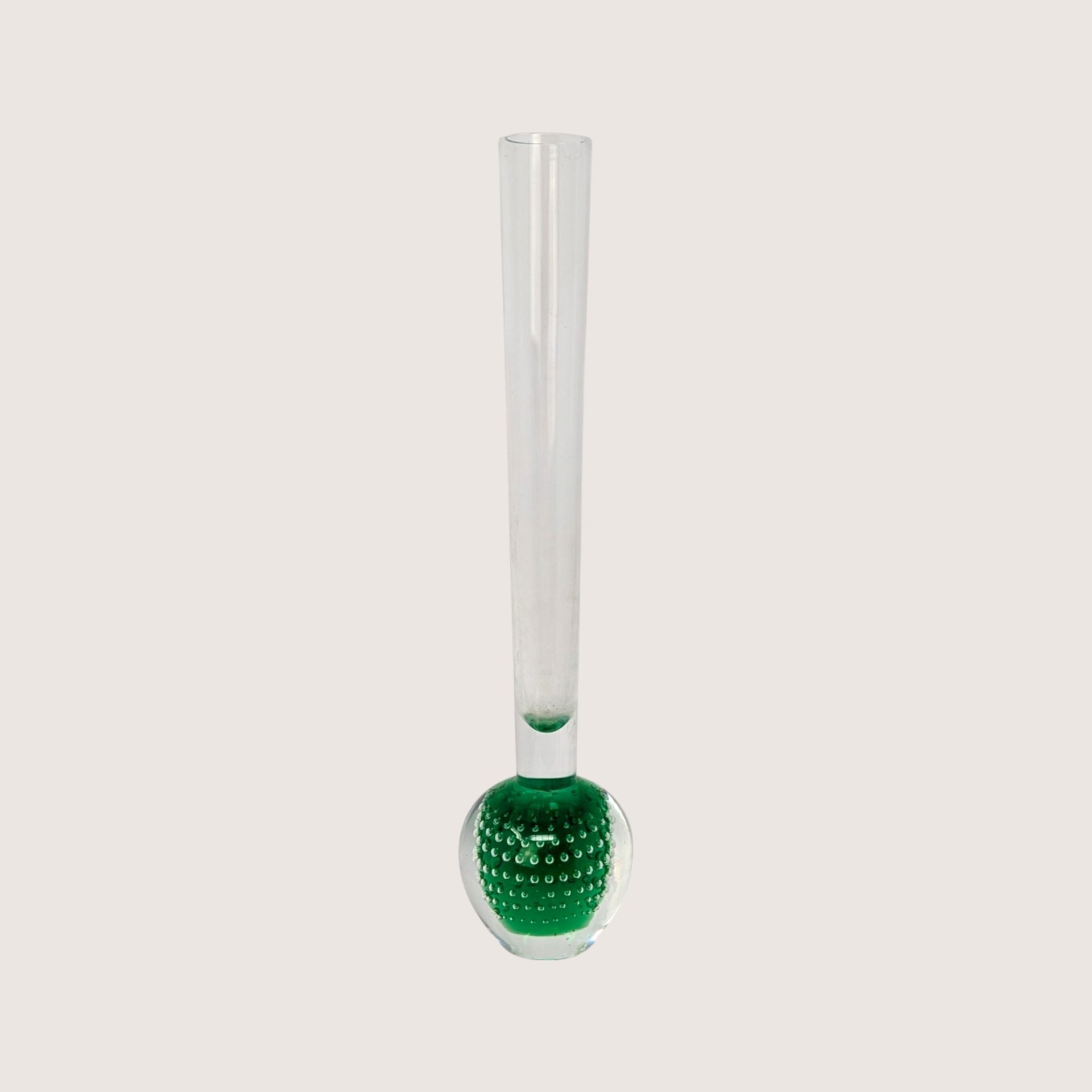 1960s Holmegaard Orchid Per Lutken Green Bubble Base Glass Vase