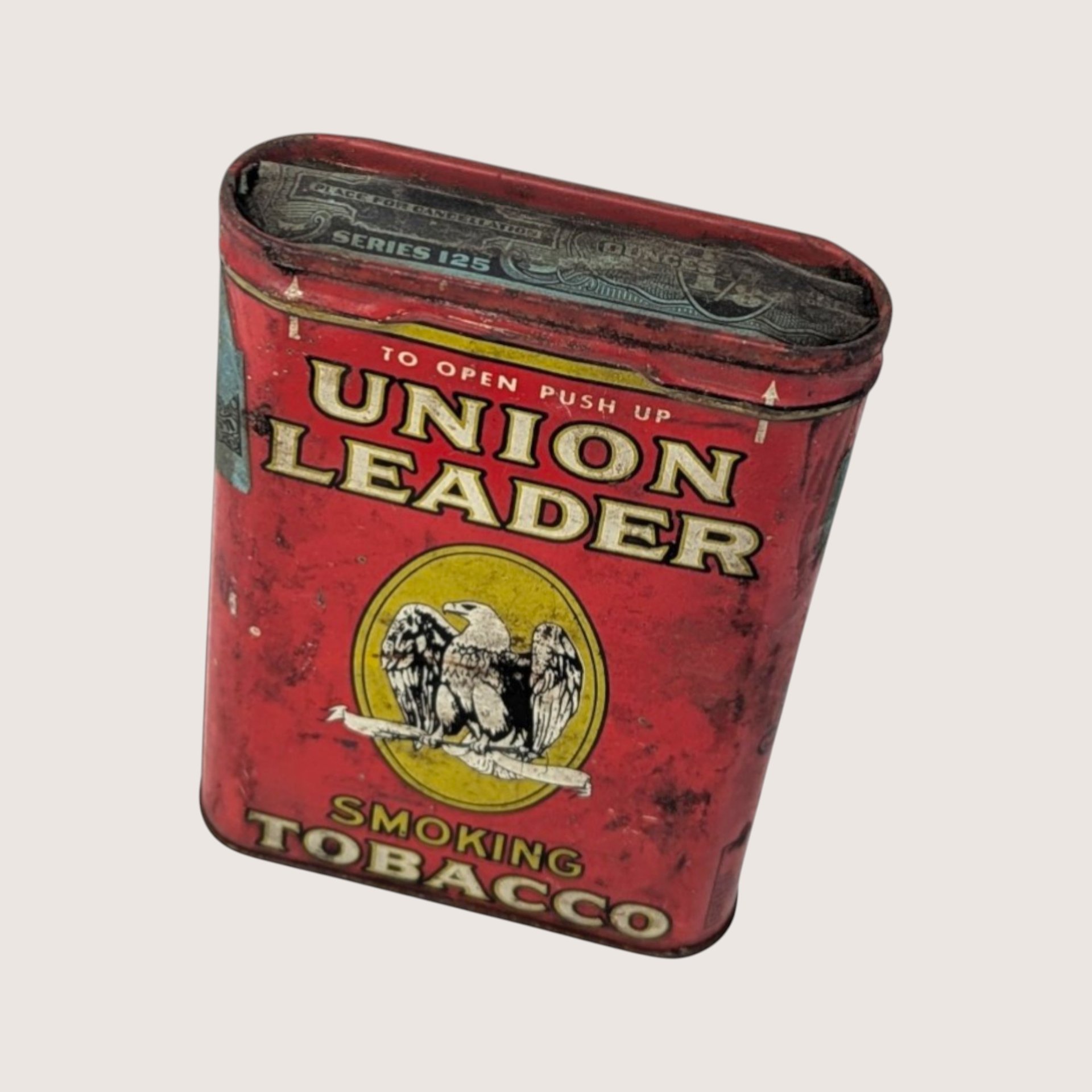 EMPTY 1950s Union Leader Metal Tobacco Tin