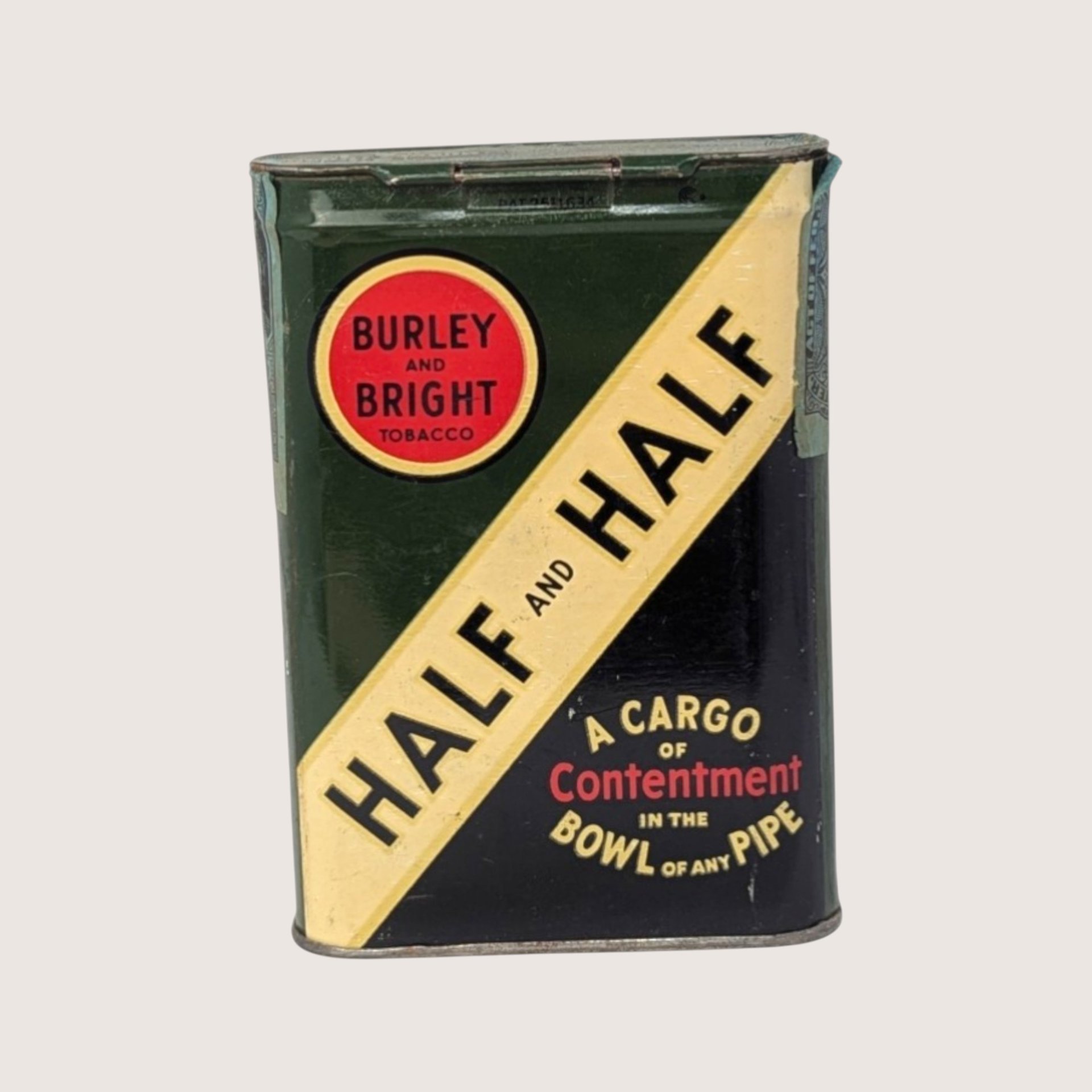 EMPTY 1950s Half and Half Tobacco Tin Pocket Can Vintage Advertising