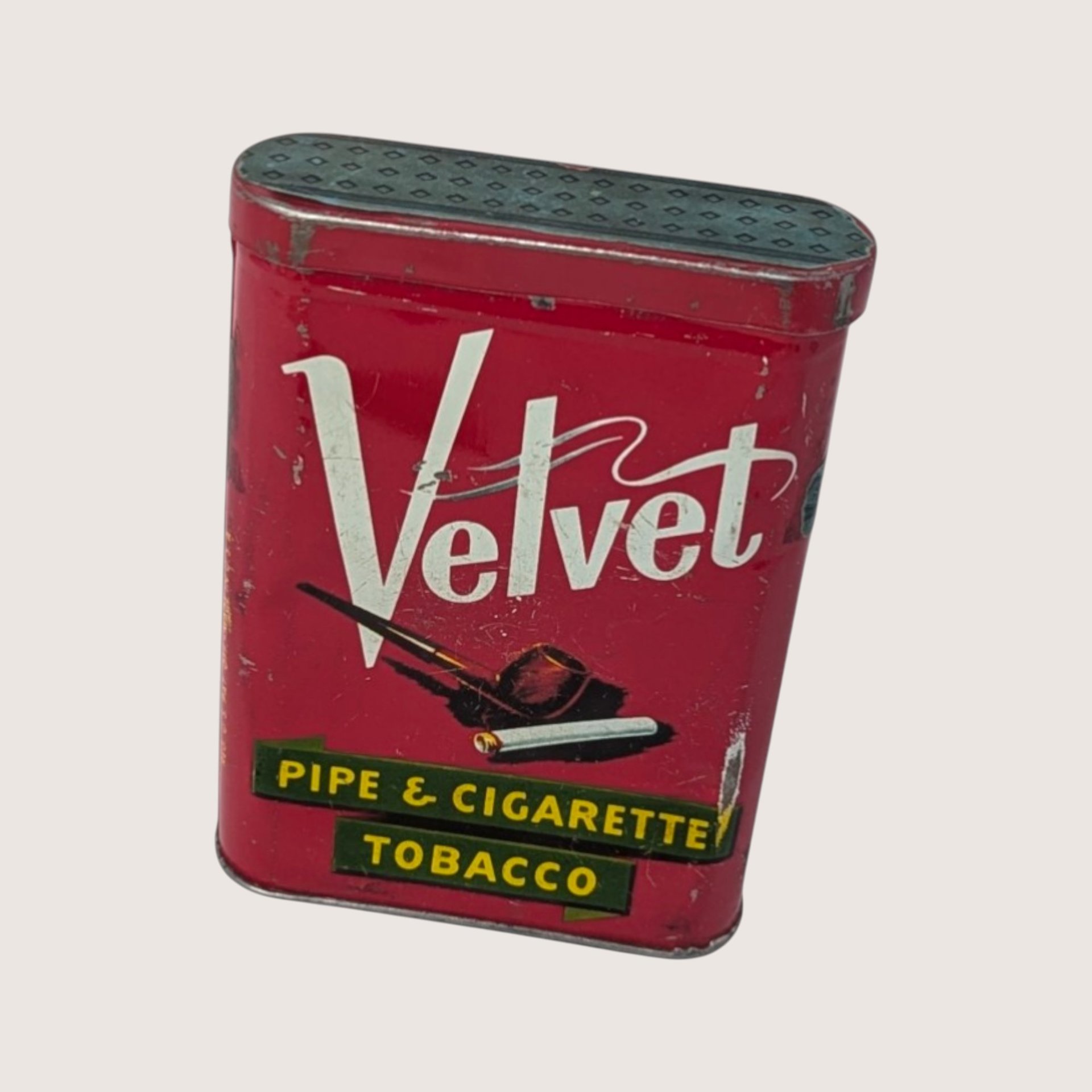 EMPTY 1950s Velvet Pipe Cigarette Tobacco Tin Pocket Can Vintage Advertising