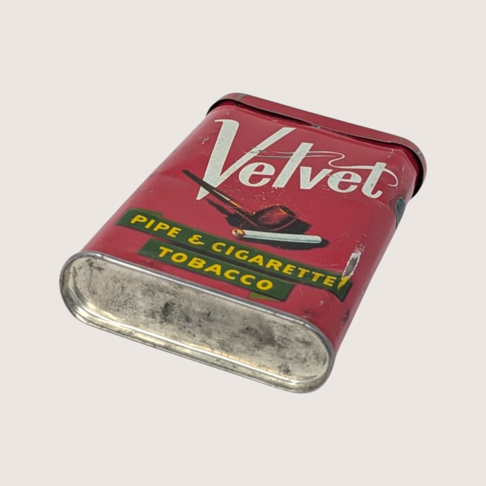 EMPTY 1950s Velvet Pipe Cigarette Tobacco Tin Pocket Can Vintage Advertising