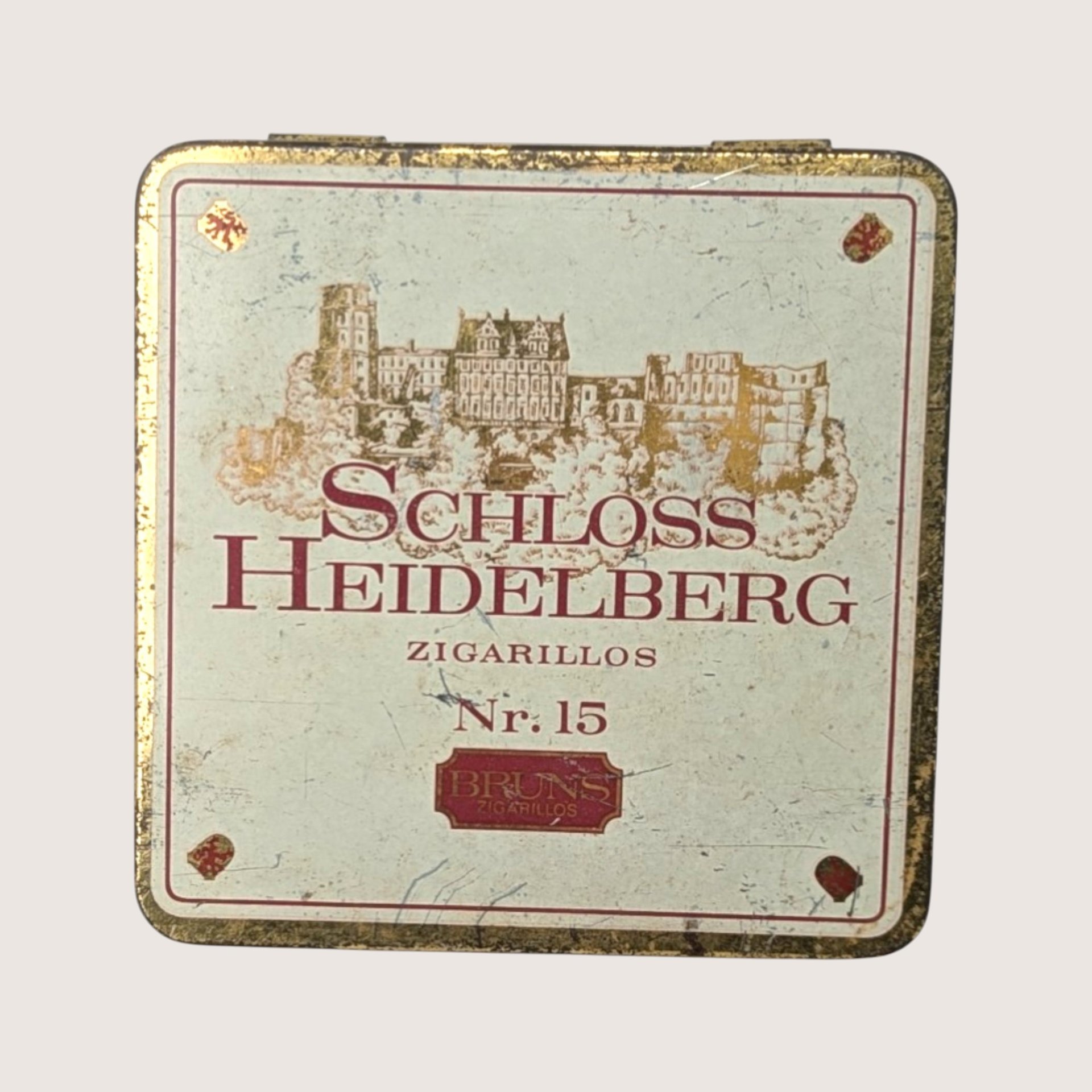 EMPTY 1960s Schloss Heidelberg Zigarillos Tin German Advertising Bruns Nr 15