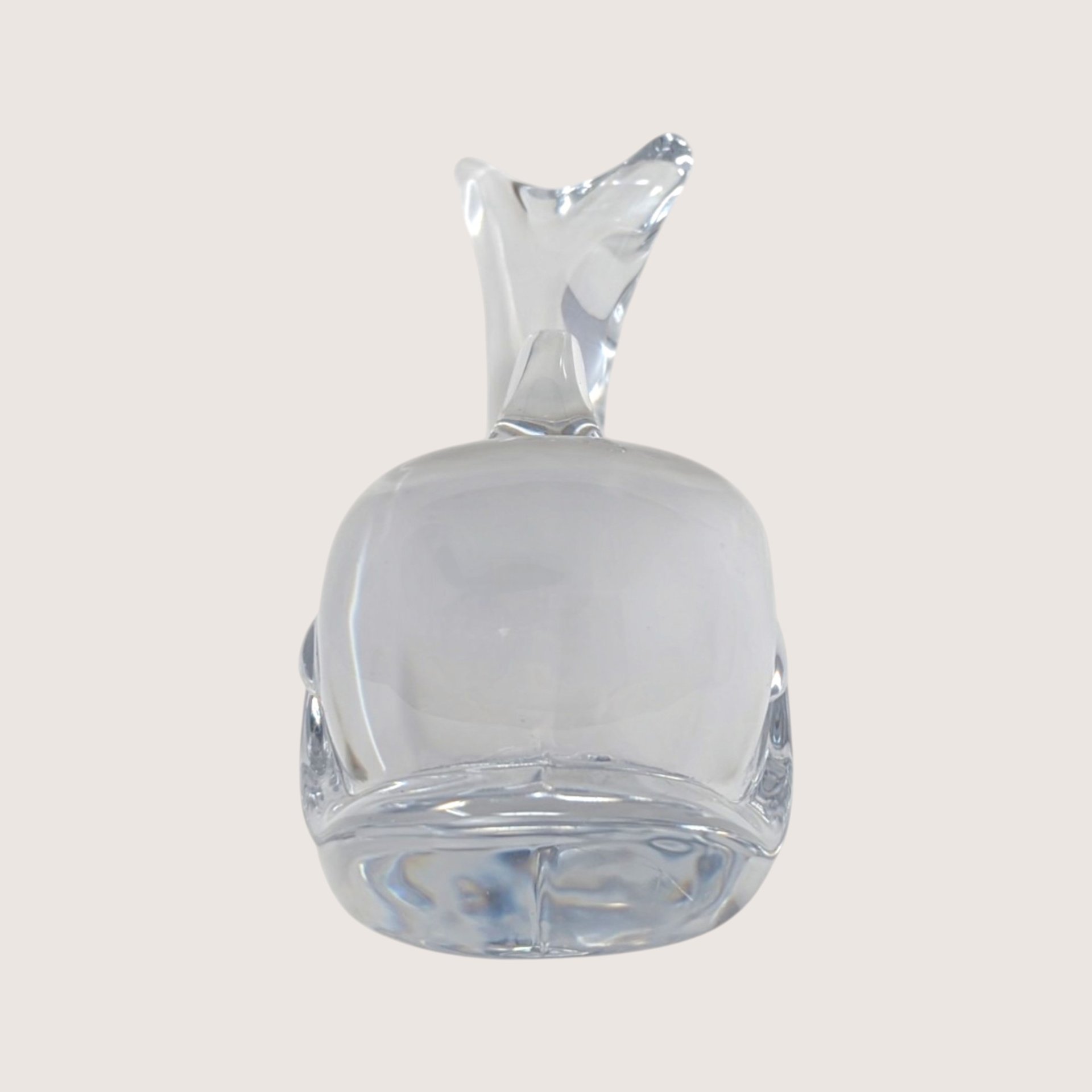 1970s Daum Nancy Glass Minimalist Style Whale Figurine