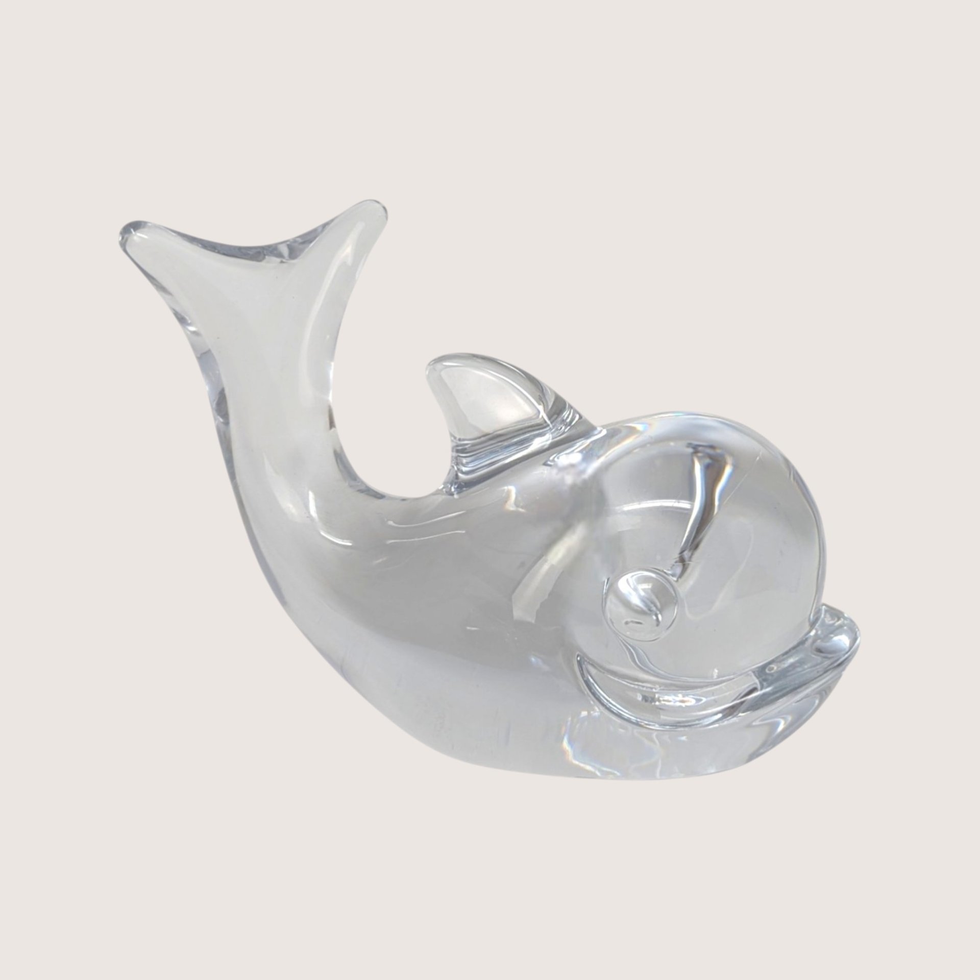 1970s Daum Nancy Glass Minimalist Style Whale Figurine