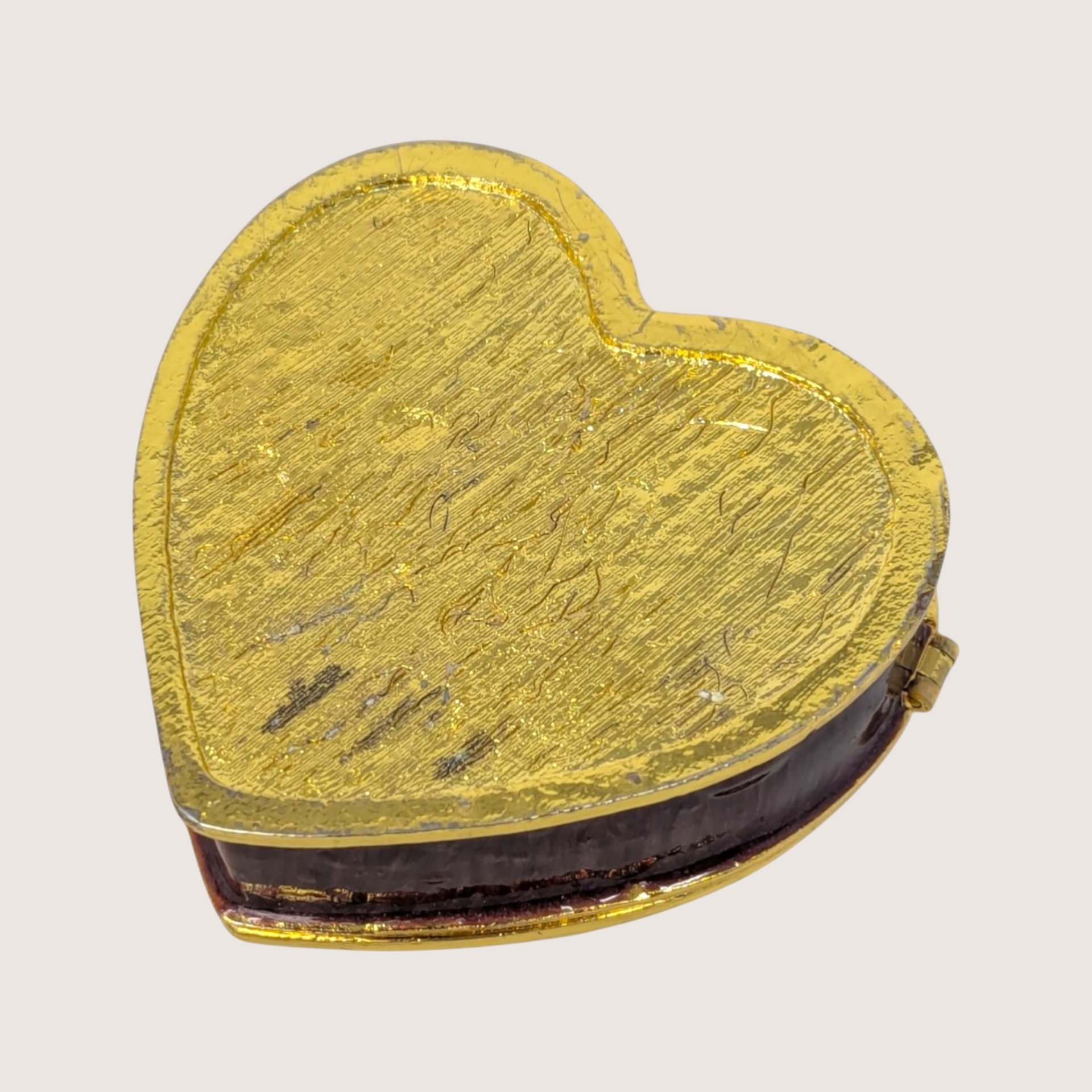 1990s Heart Enameled Floral Trinket Box 