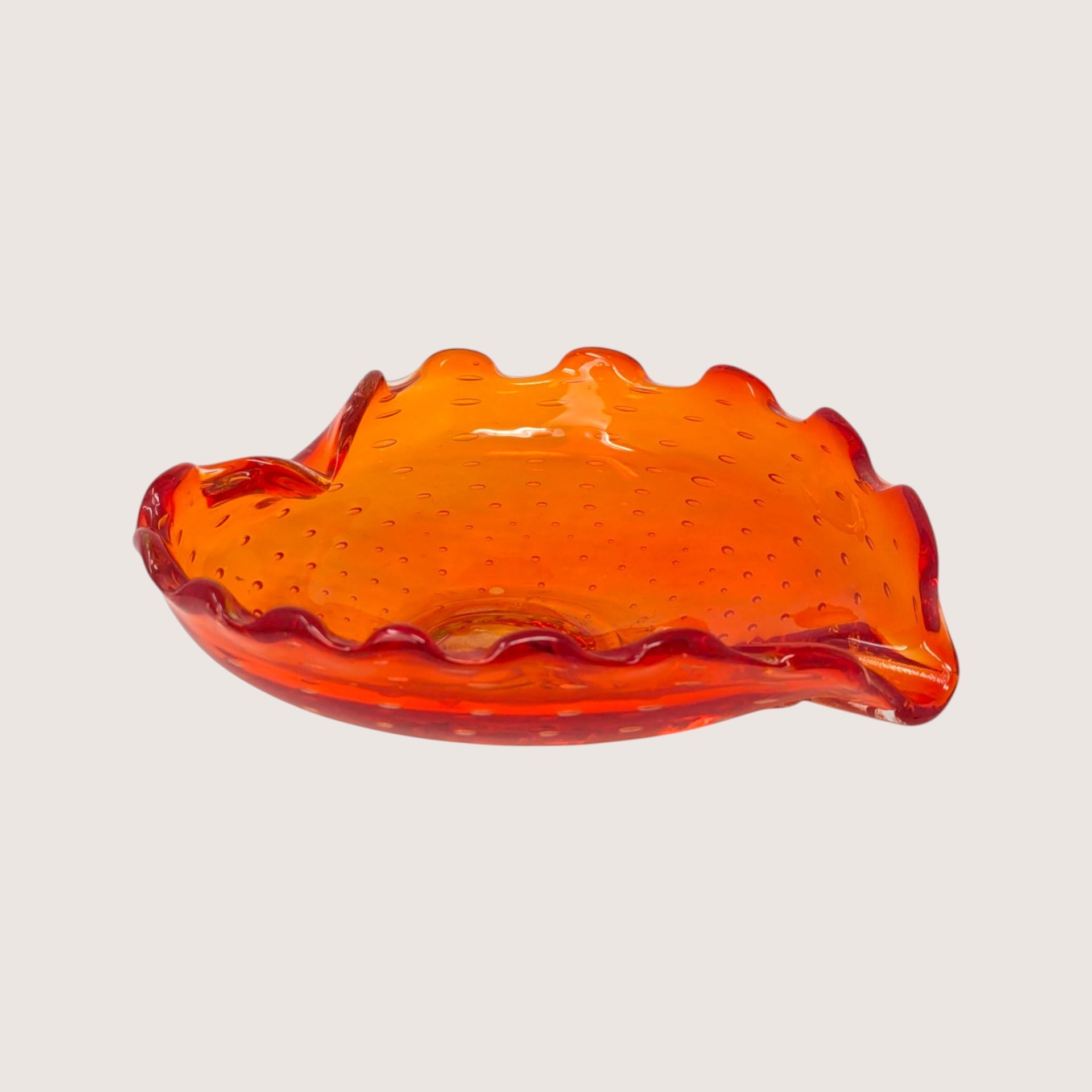 1960s Murano Glass Amberina Orange Ashtray