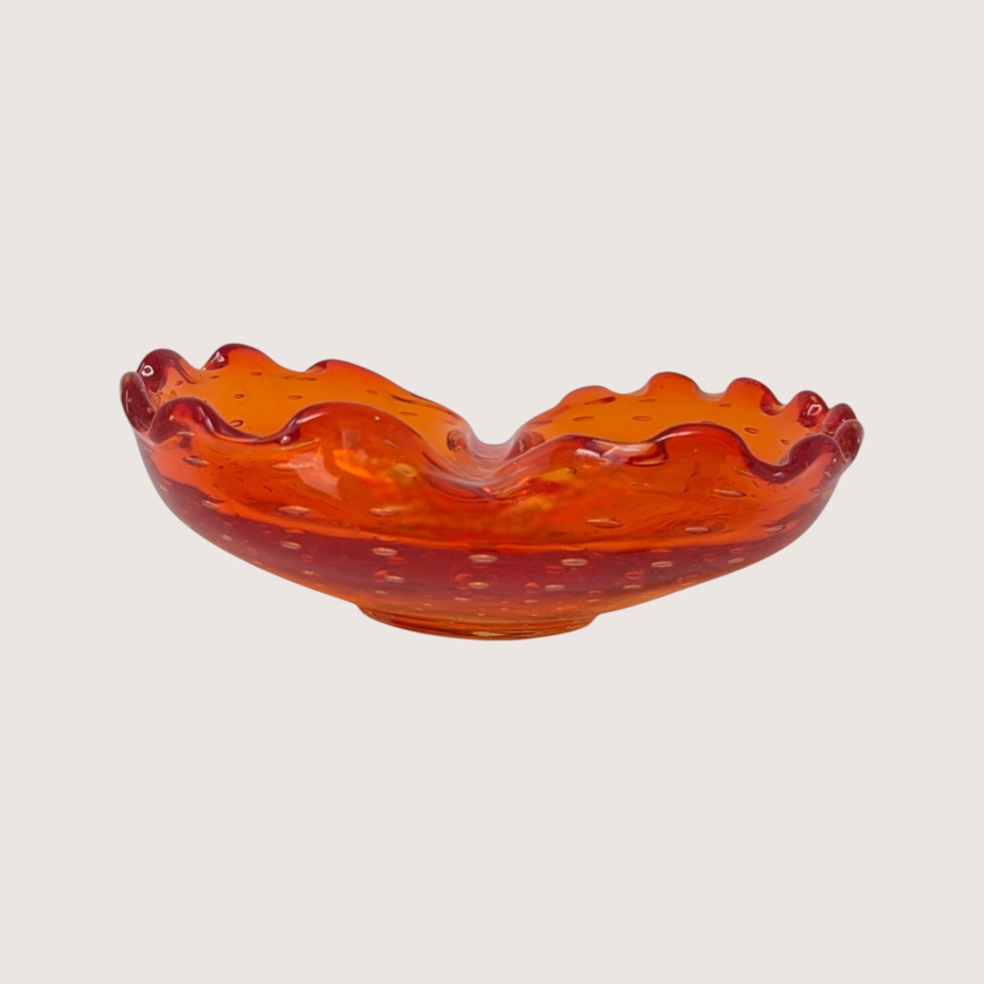 1960s Murano Glass Amberina Orange Ashtray