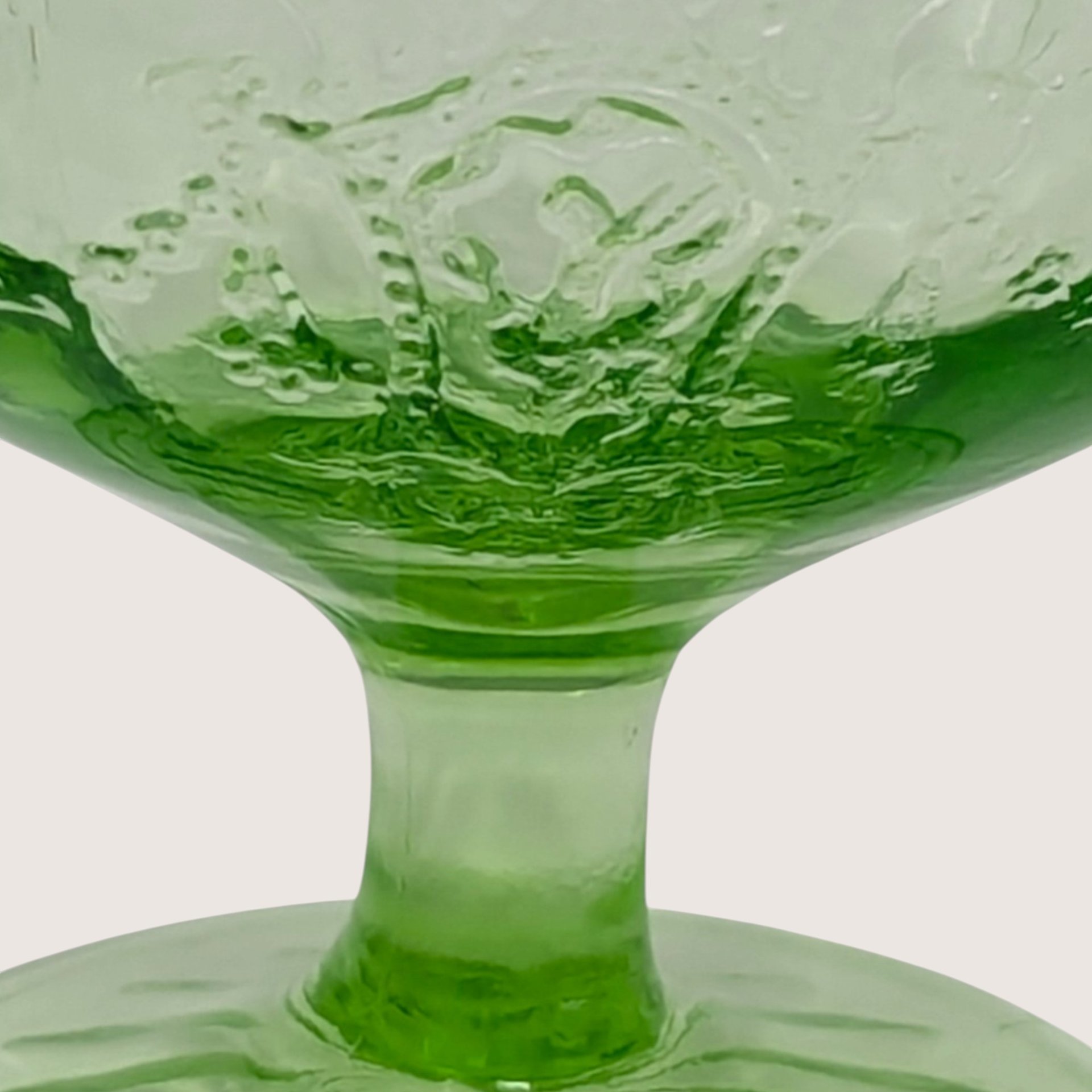 1930 Hocking Glass Cameo Green Depression Glass Sherbet Glasses Set of 8