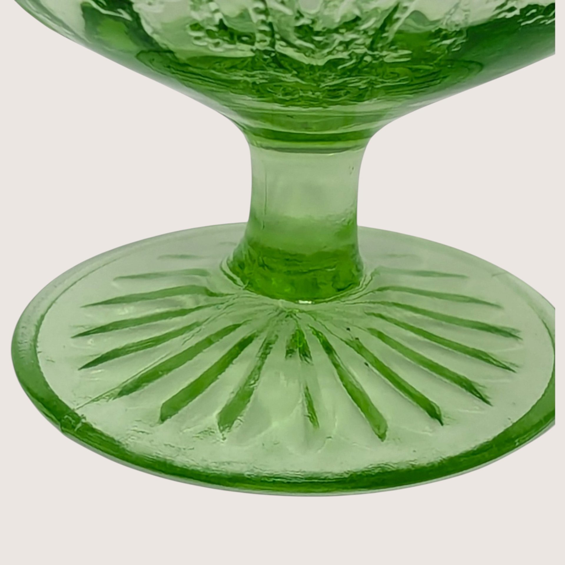 1930 Hocking Glass Cameo Green Depression Glass Sherbet Glasses Set of 8
