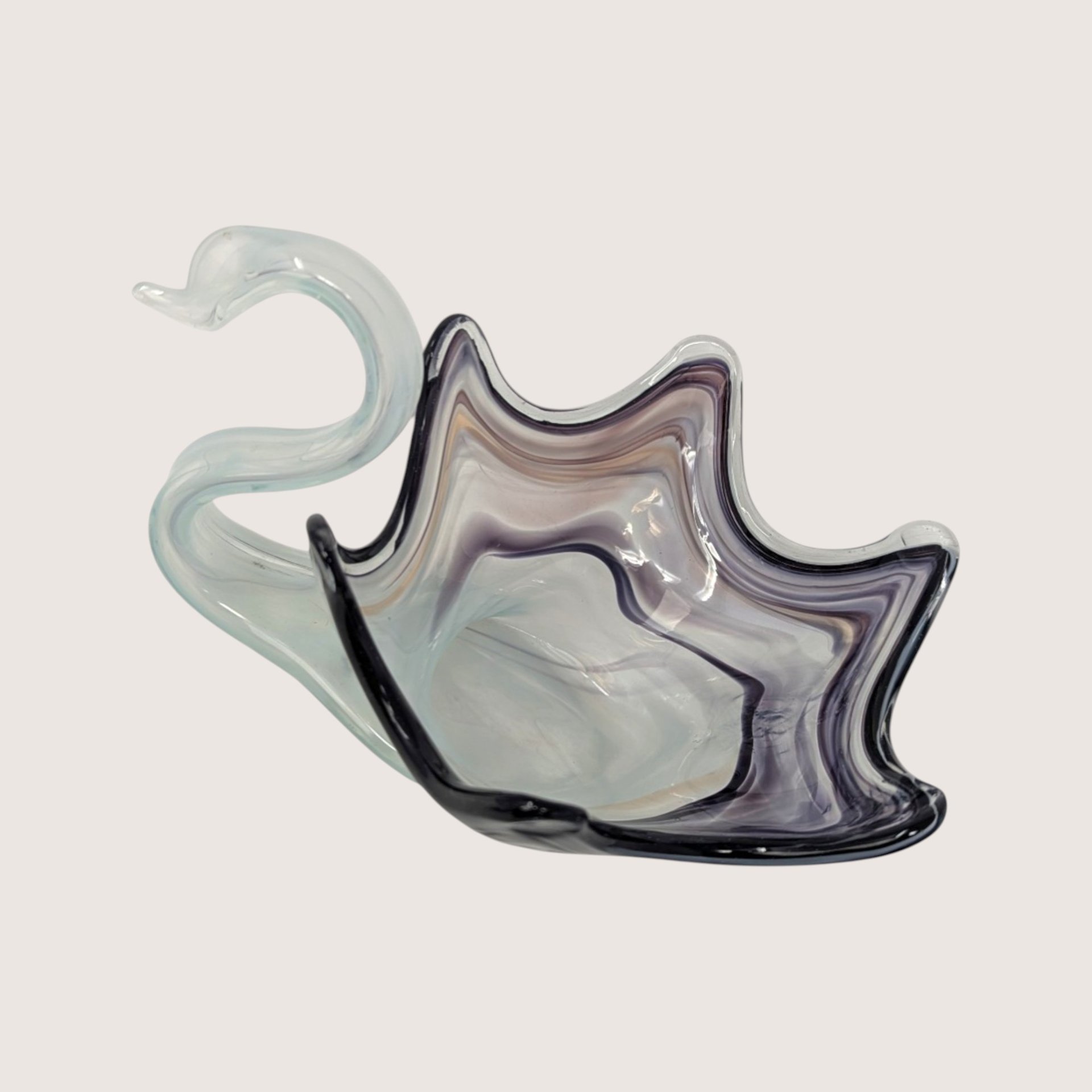 Vintage Art Glass Grey Swan Bowl 