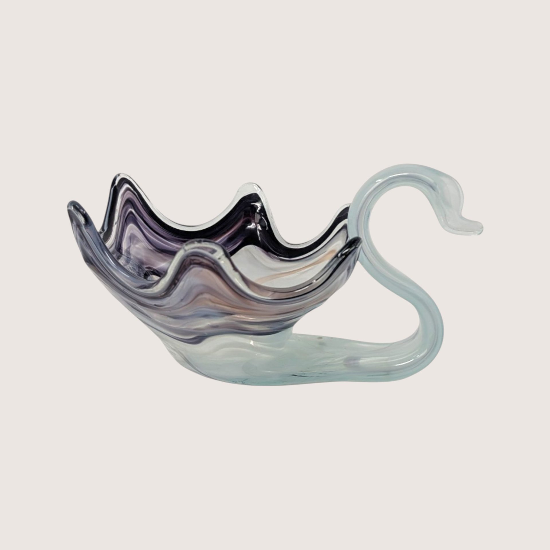 Vintage Art Glass Grey Swan Bowl 