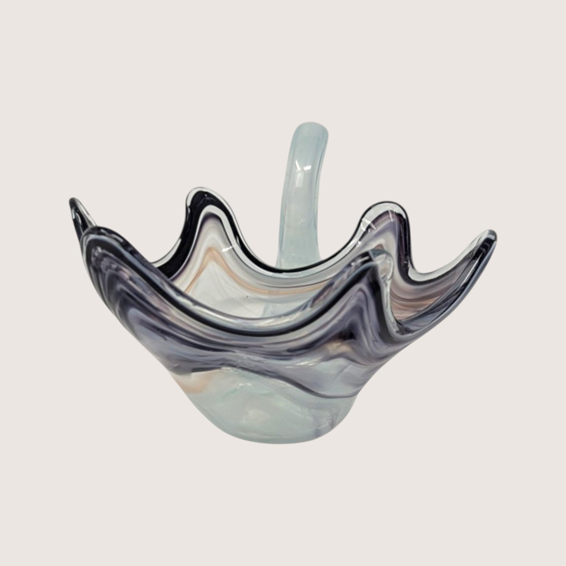 Vintage Art Glass Grey Swan Bowl 