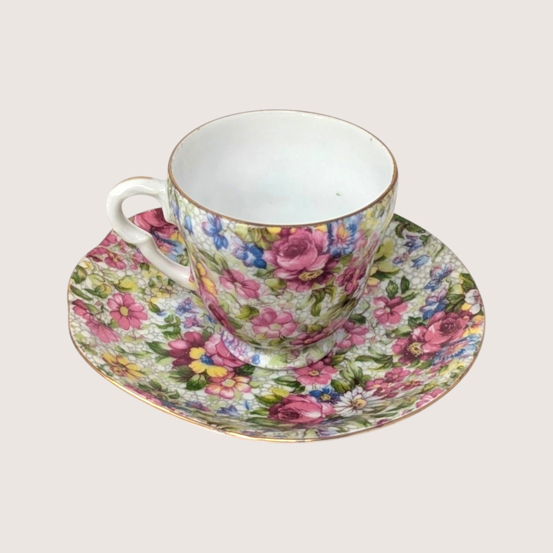1940s Trimont Floral Demitasse Cup and Saucer Occupied Japan 