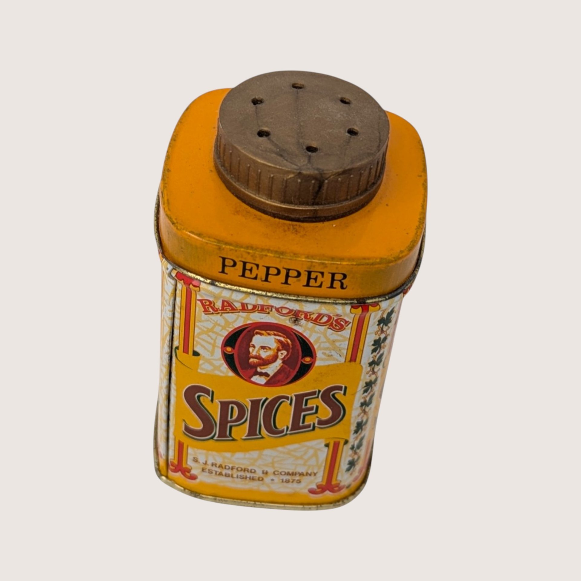 1920s Radfords Spices Pepper Tin S J Radford Company