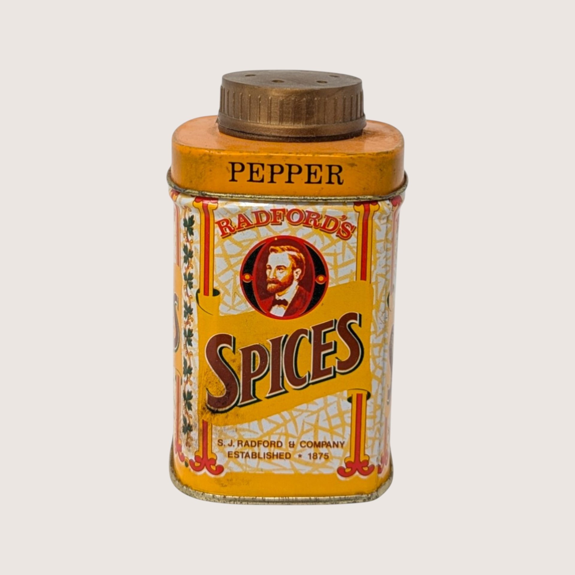 1920s Radfords Spices Pepper Tin S J Radford Company