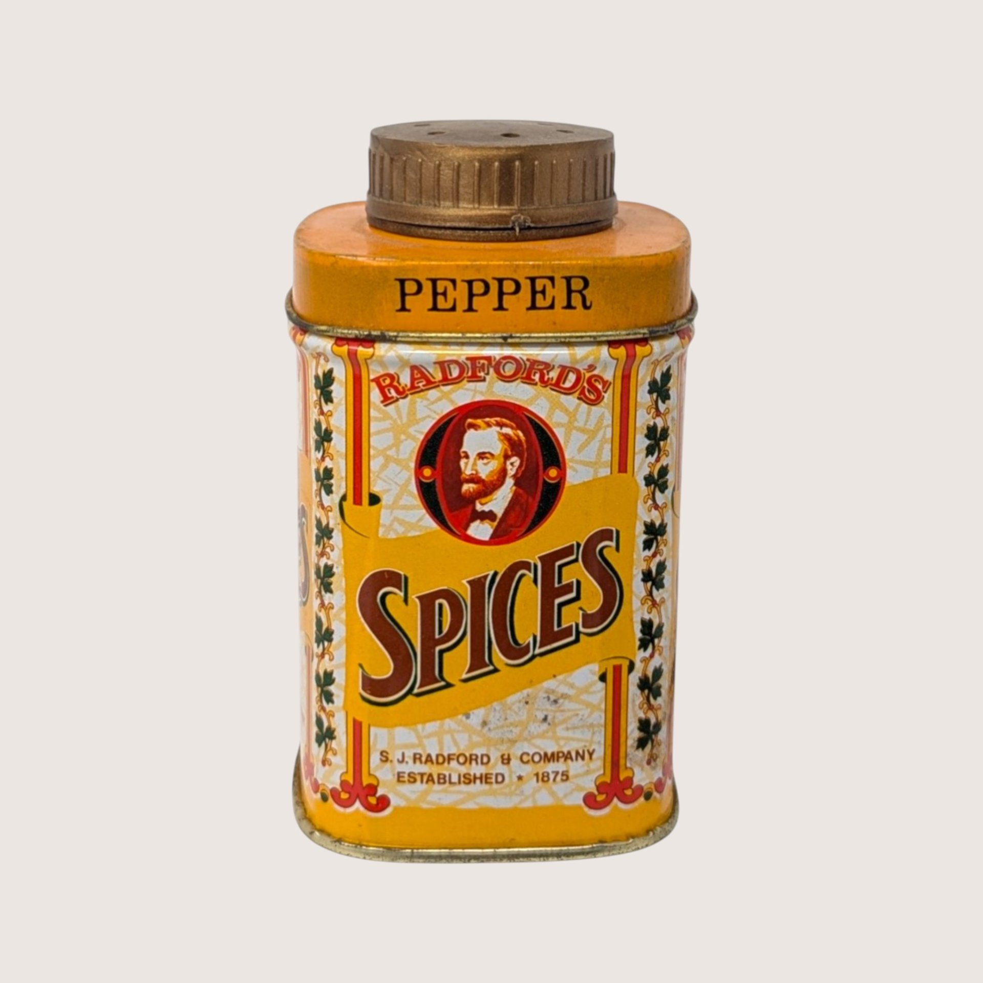 1920s Radfords Spices Pepper Tin S J Radford Company