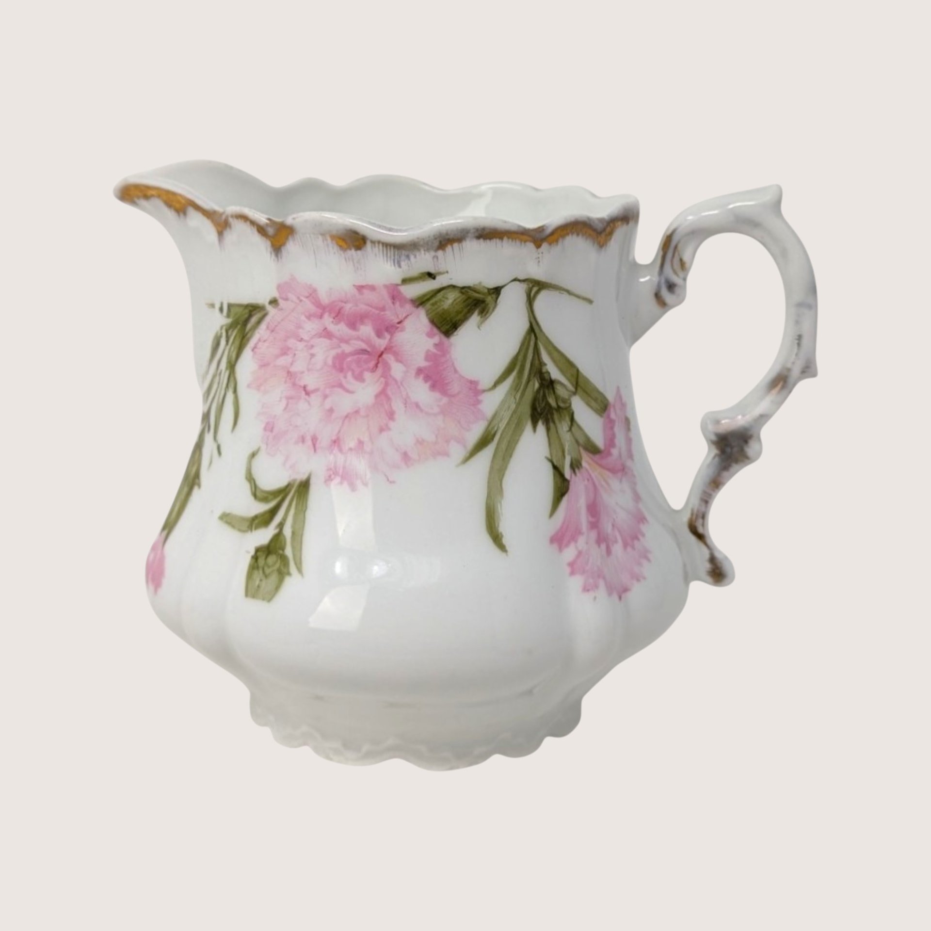 1910s Royal Bavarian PM Porcelain Creamer Sugar Bowl Pink Floral Set