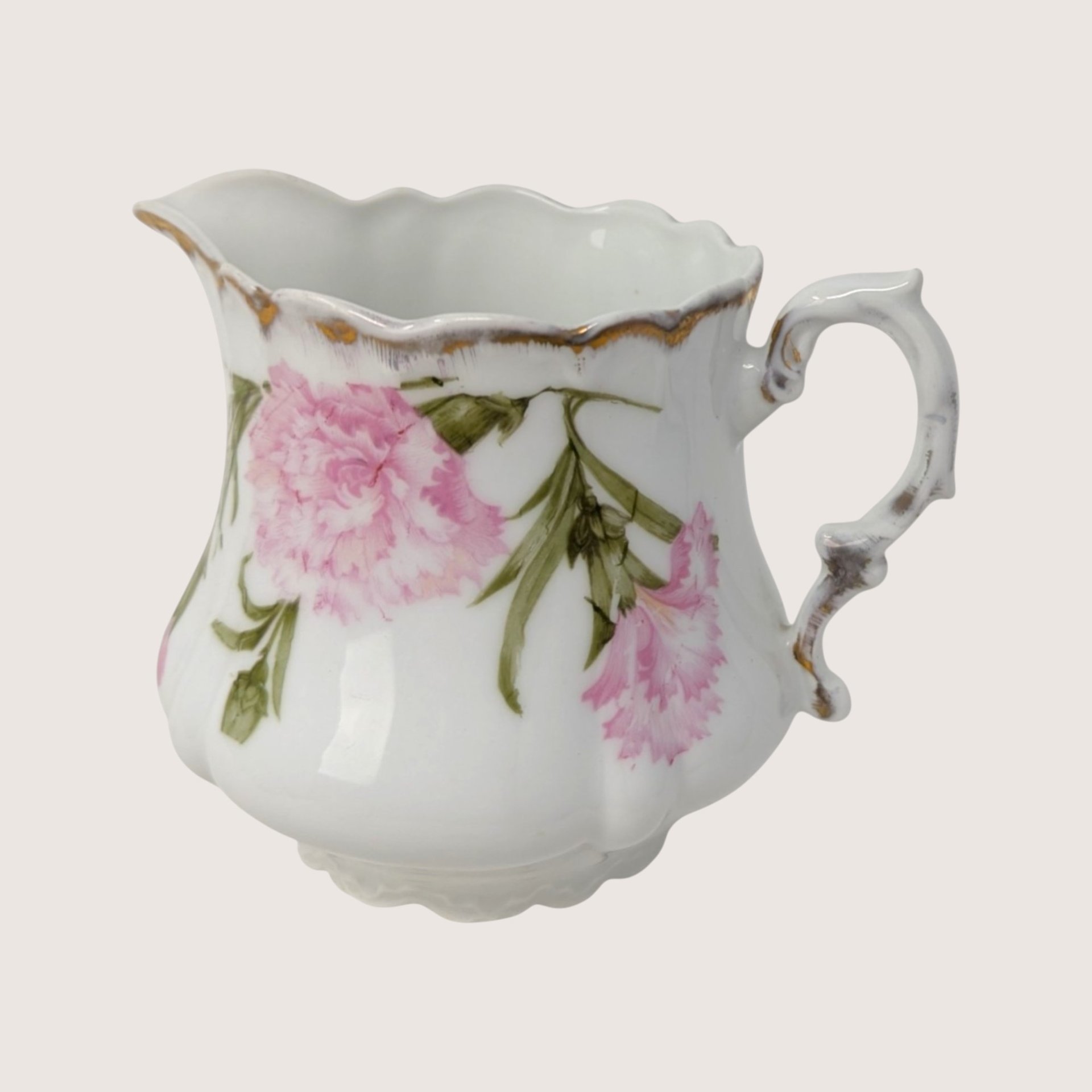 1910s Royal Bavarian PM Porcelain Creamer Sugar Bowl Pink Floral Set