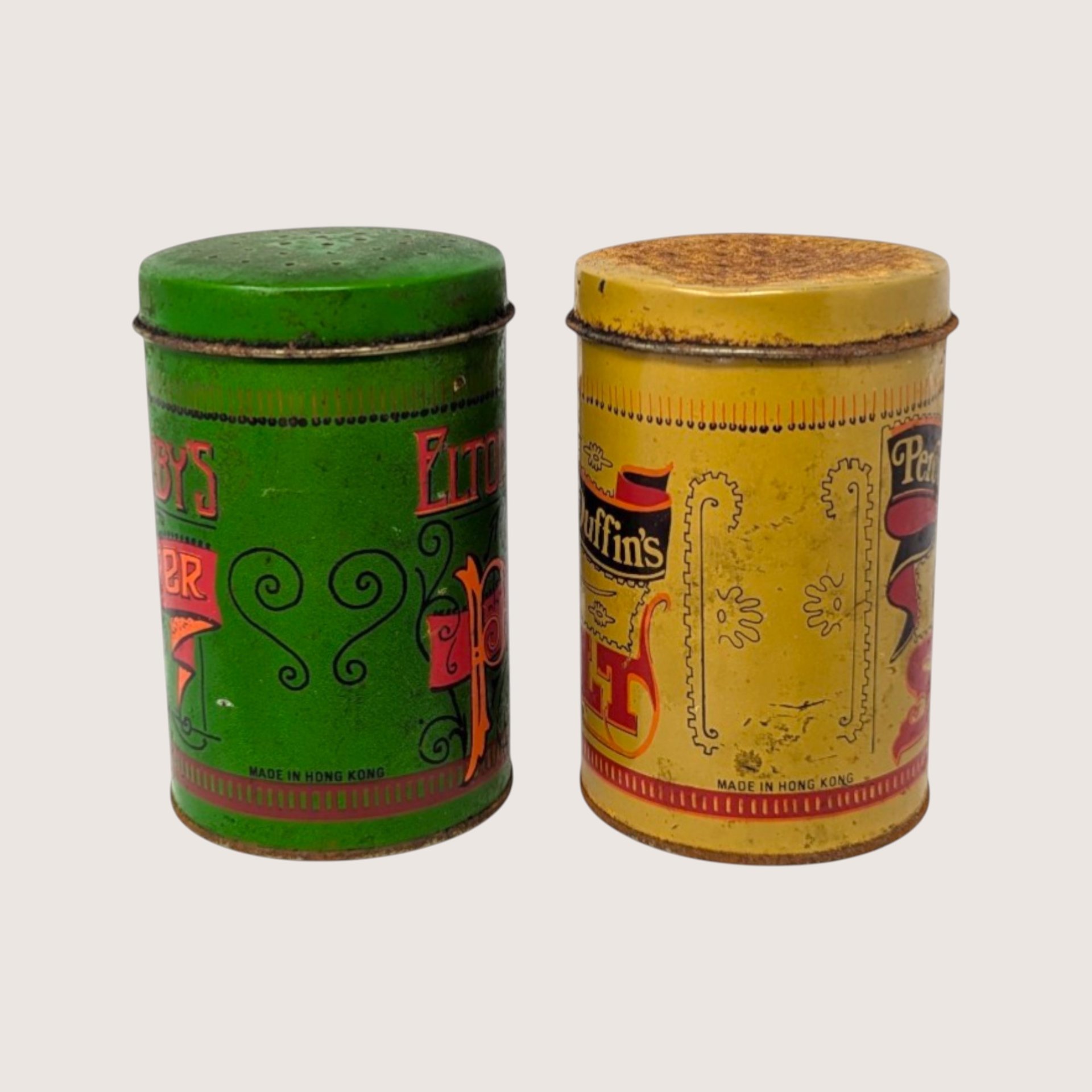 1960s Elton Kirby Percival Duffin Tin Salt Pepper Shakers 