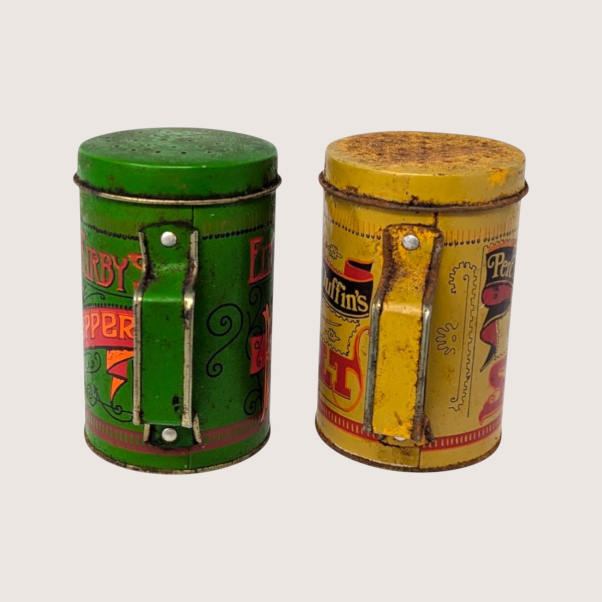 1960s Elton Kirby Percival Duffin Tin Salt Pepper Shakers 