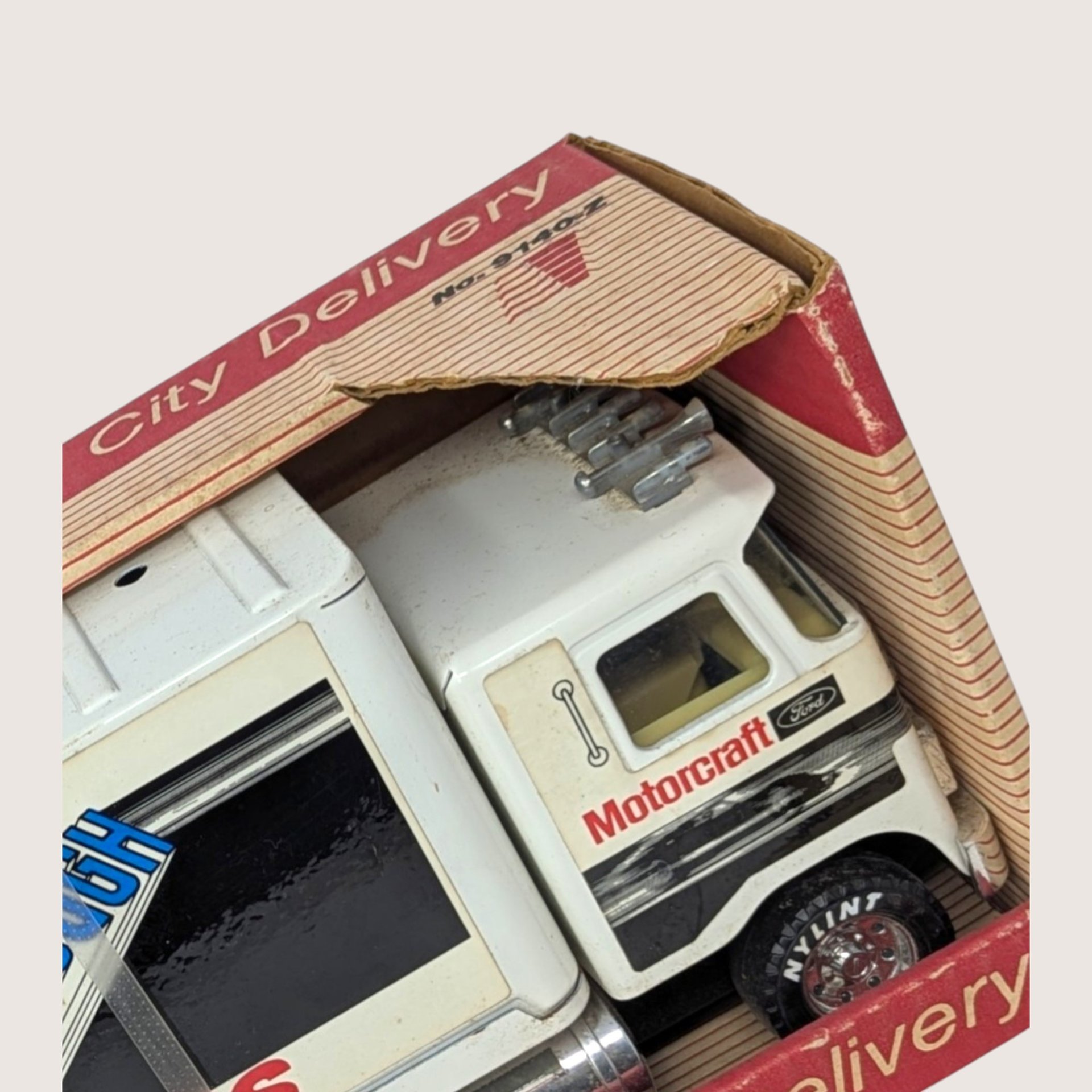 1980s Nylint Ford Motorcraft Batteries City Delivery Steel Box Truck