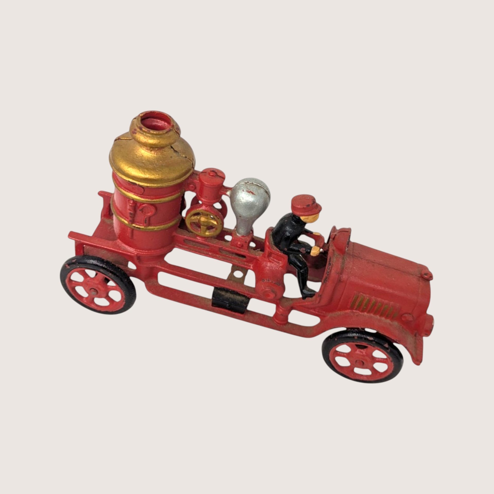 1930s Hubley Cast Iron Pumper Fire Engine with Toy Driver 
