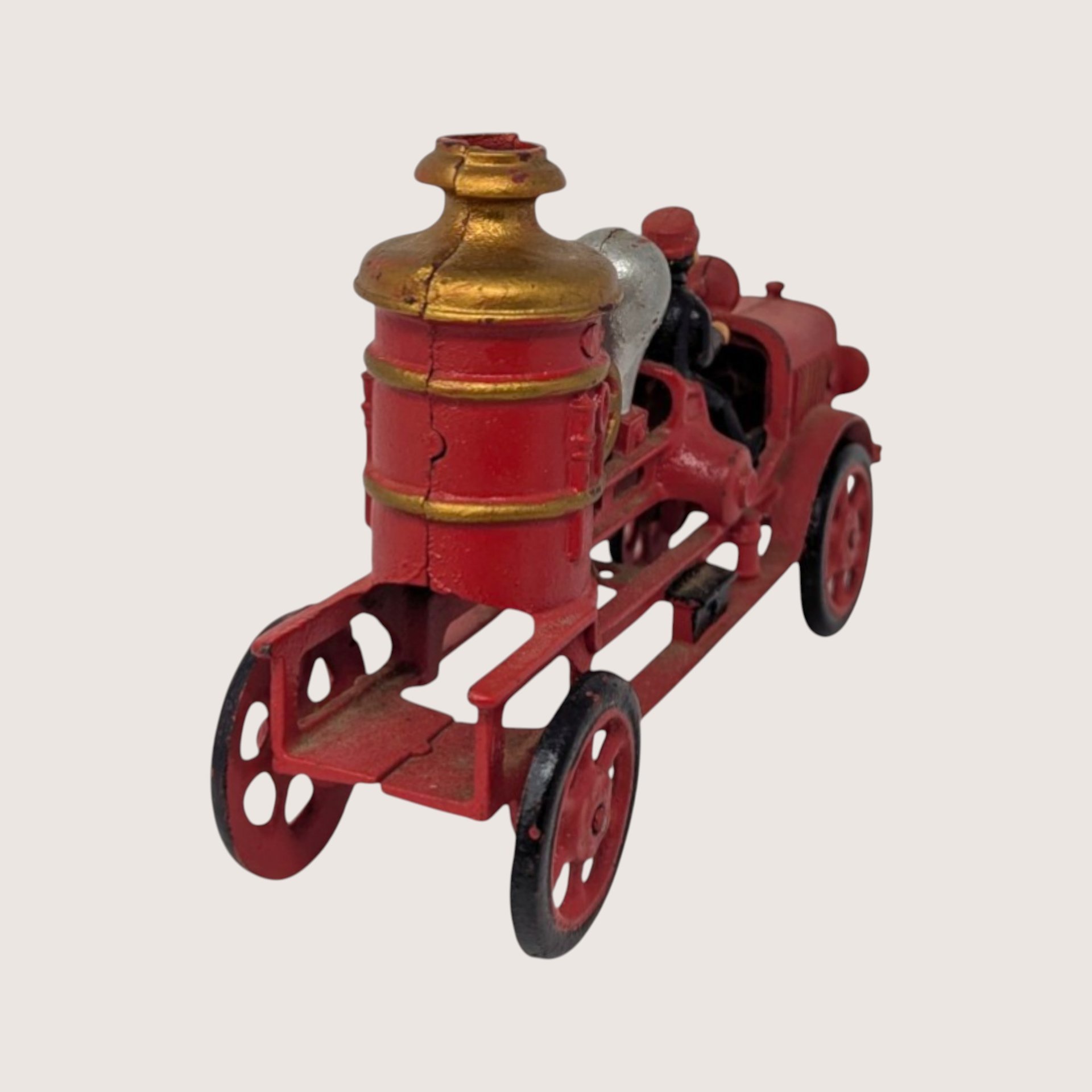 1930s Hubley Cast Iron Pumper Fire Engine with Toy Driver 