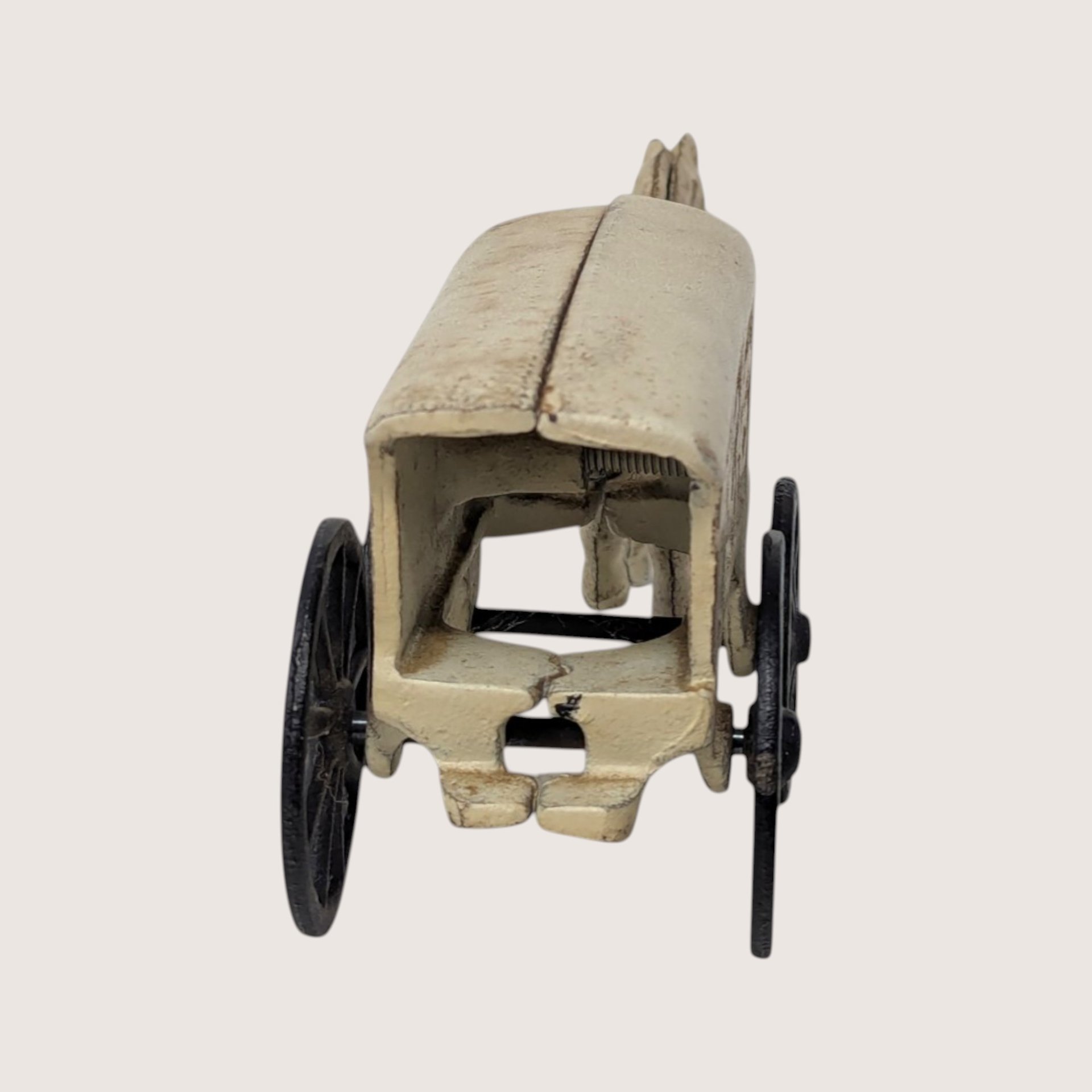 1920s Cast Iron Horse Drawn Ice Cart Toy with Removable Driver