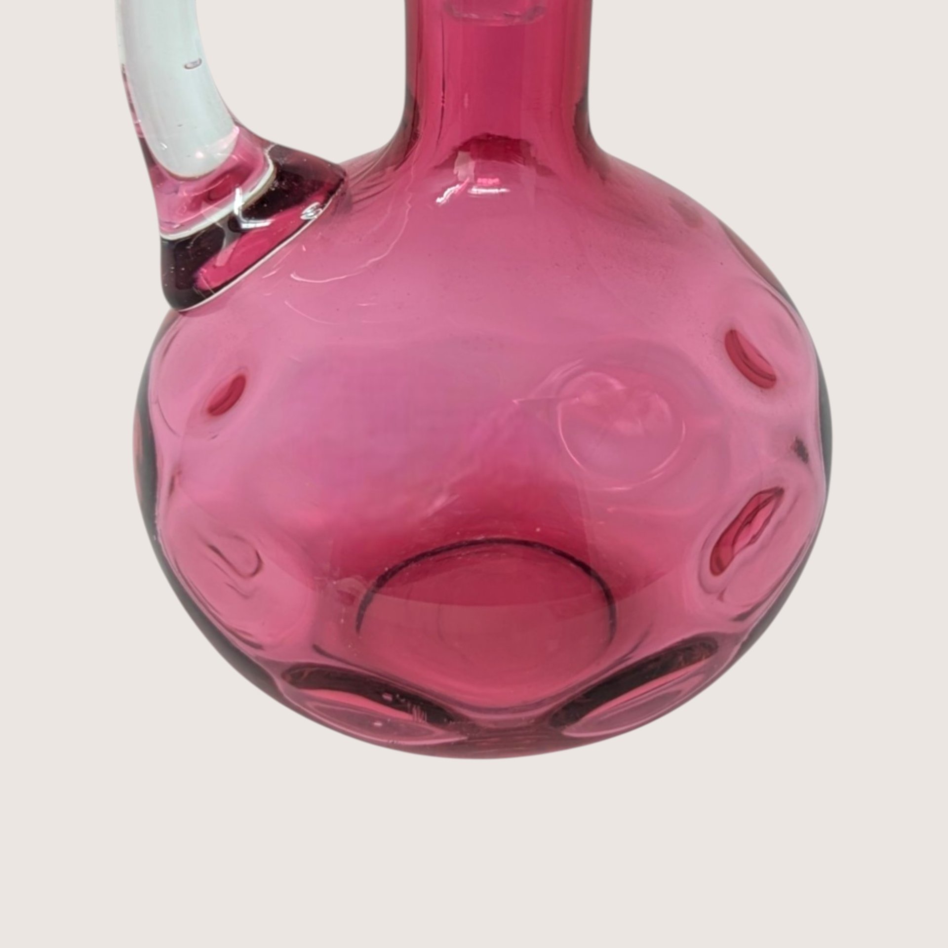 1950s Fenton Cranberry Glass Coin Dot Dot Optic Cruet
