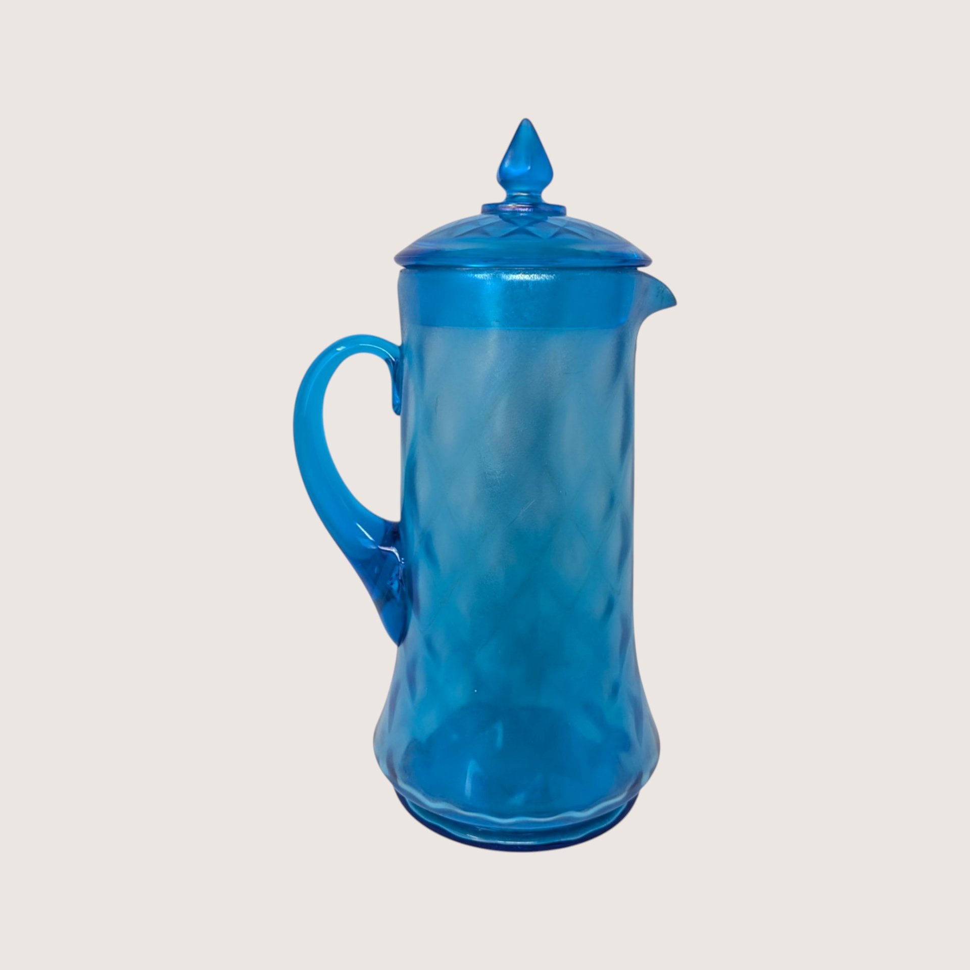1920s Northwood Glass Celeste Blue Stretch Pitcher Tumbler Set