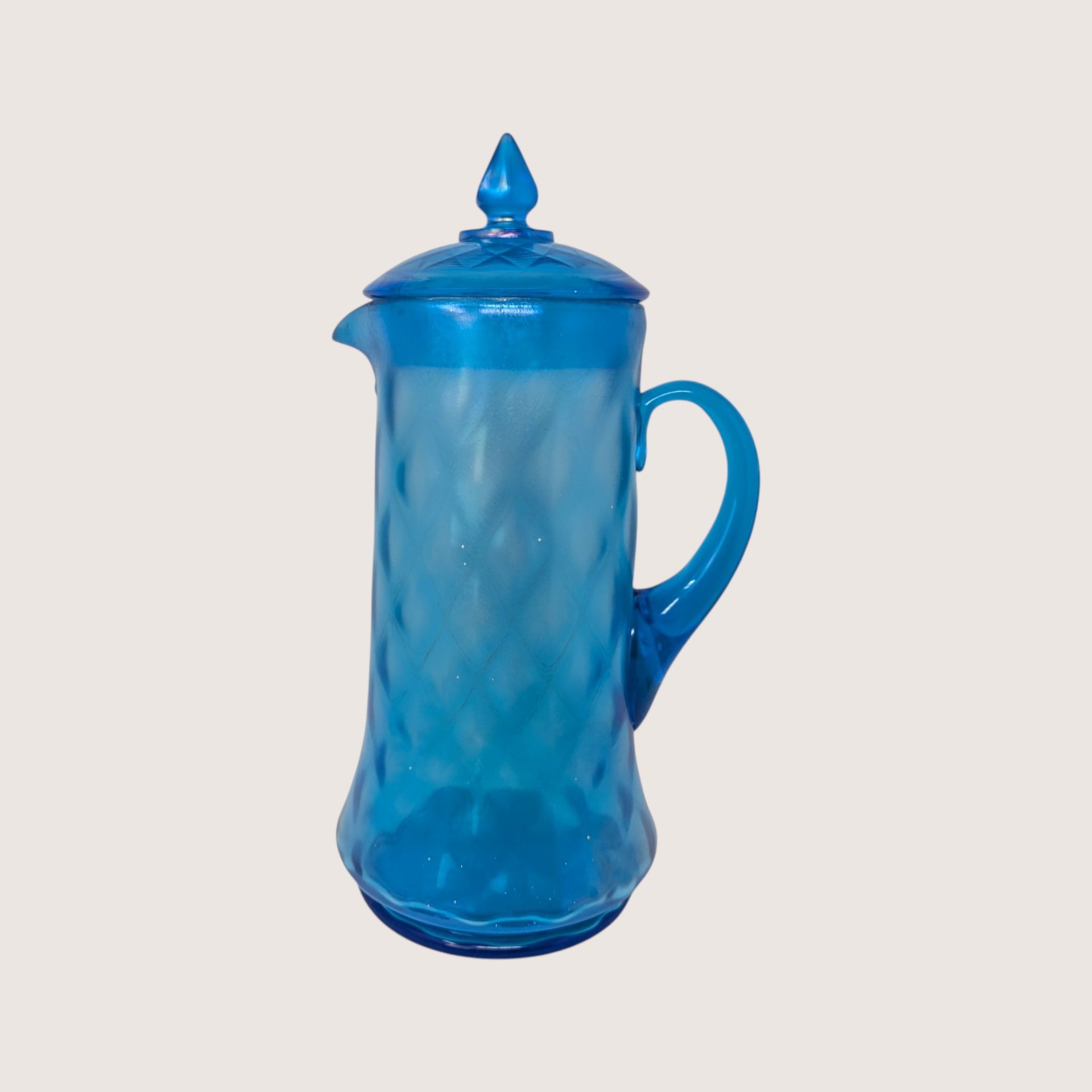 1920s Northwood Glass Celeste Blue Stretch Pitcher Tumbler Set