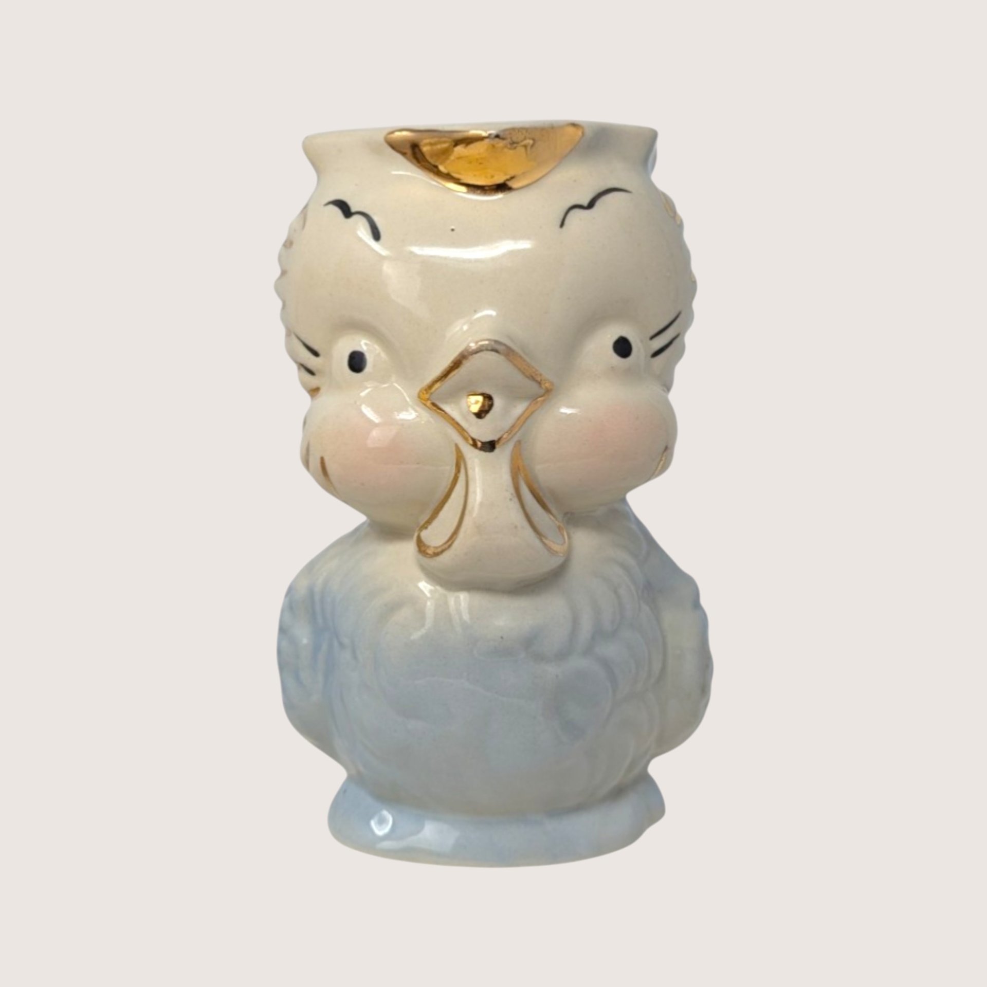 1940s Shawnee Pottery Ceramic Owl Creamer Pitcher Pair