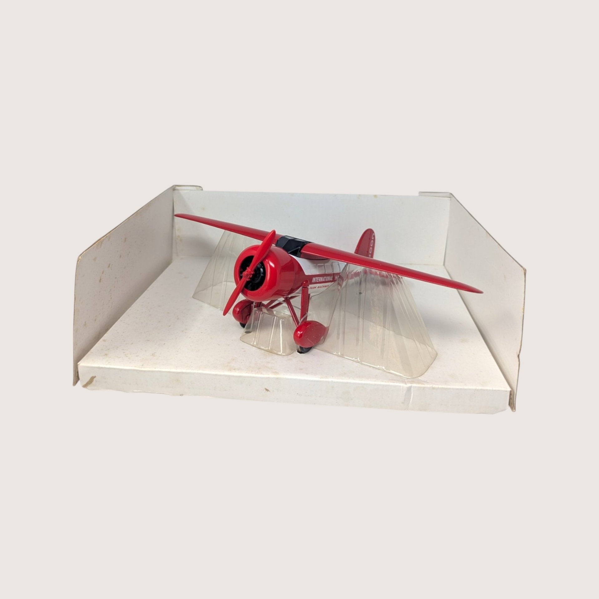 1990s Die Cast 1932 Lockheed Vega Airplane Bank International Harvester