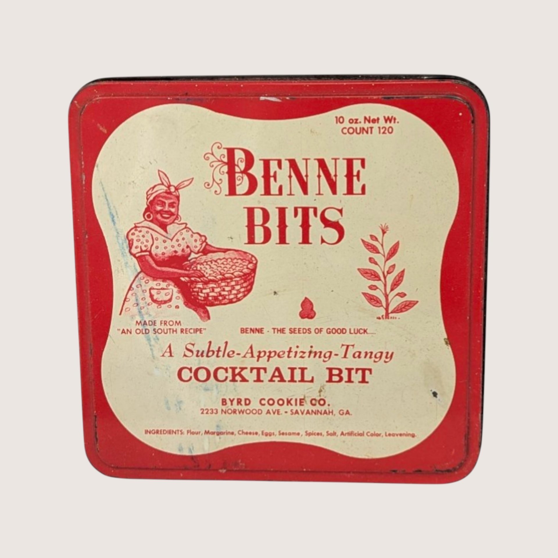 1970s Byrd Cookie Co Tins Benne Wafers Benne Bits Pair