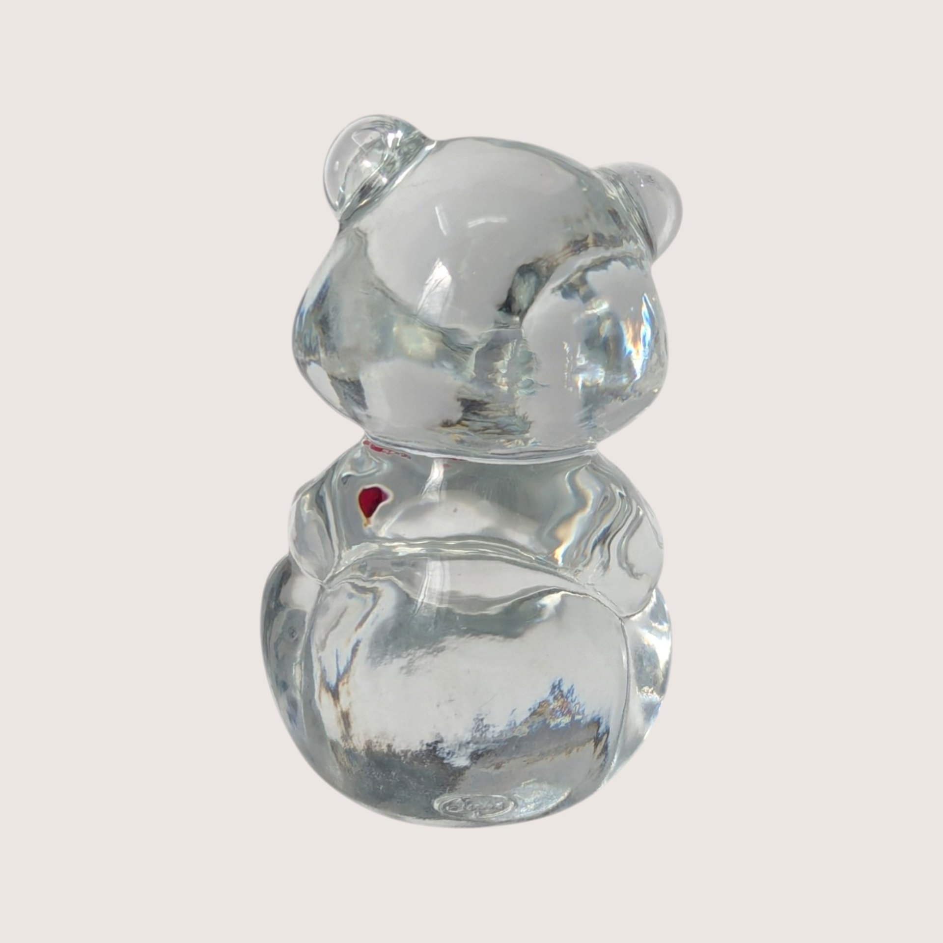 1990s Fenton Glass Birthstone Bear July Ruby Clear Glass Figurine