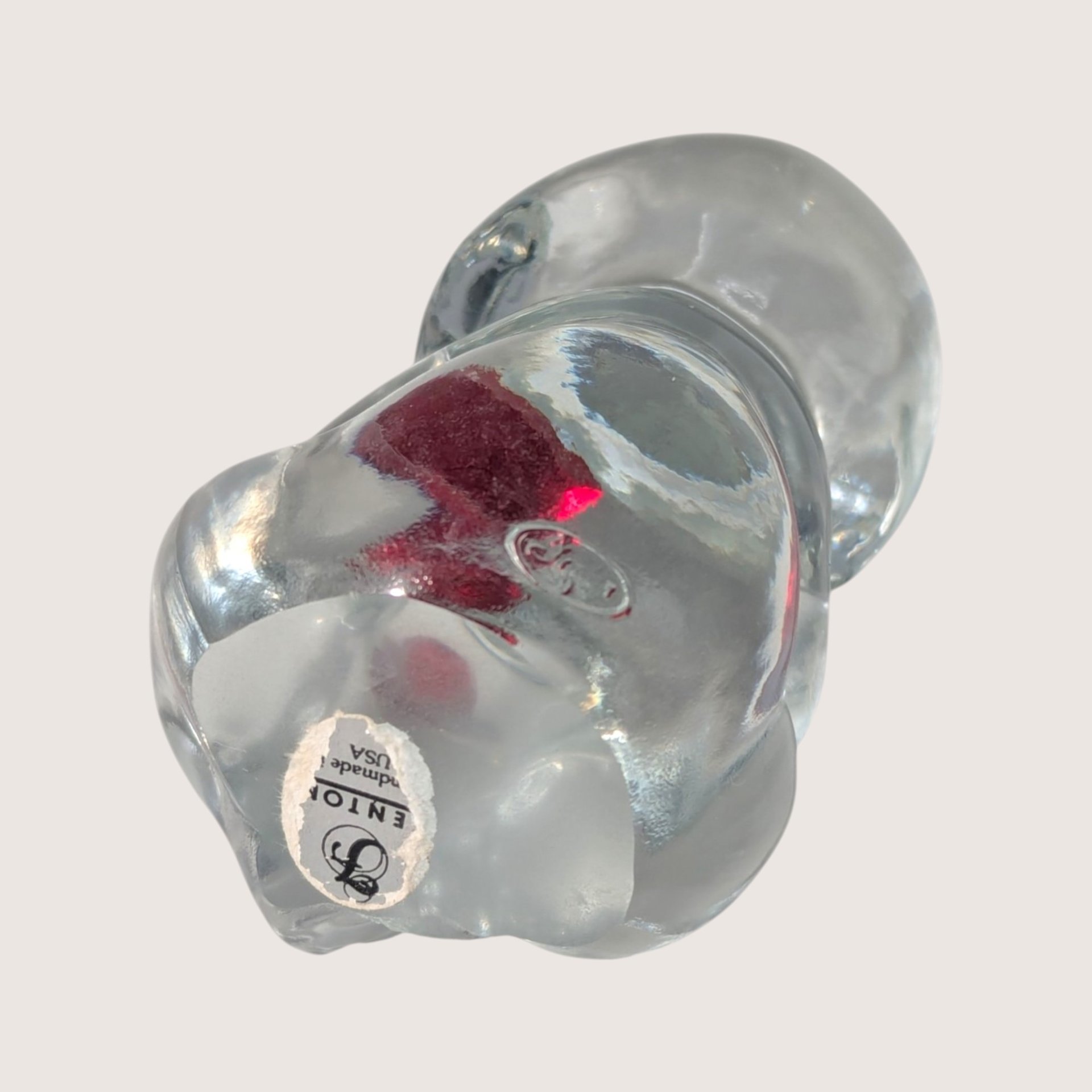1990s Fenton Glass Birthstone Bear July Ruby Clear Glass Figurine