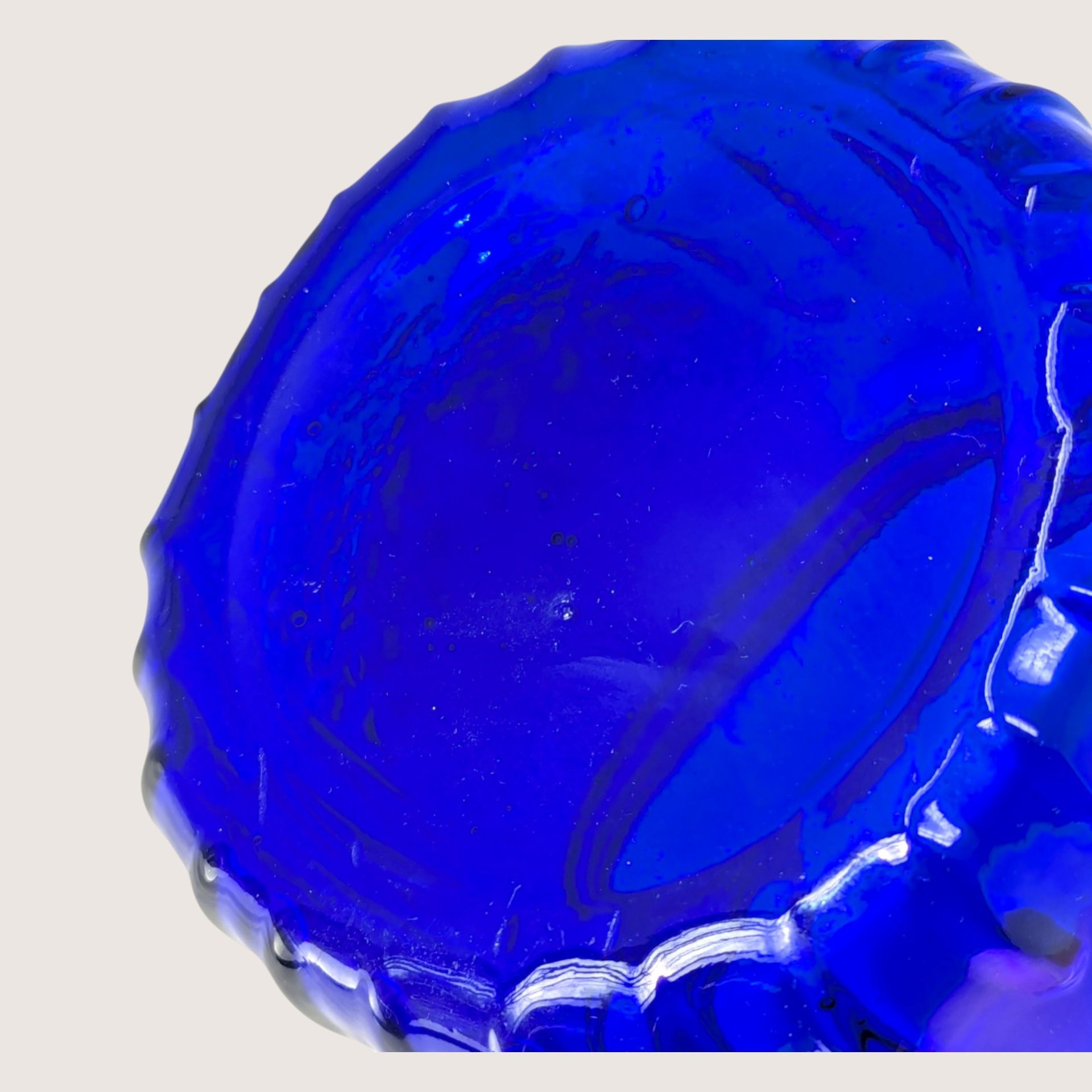 1980s Cobalt Blue Glass Cookie Jar