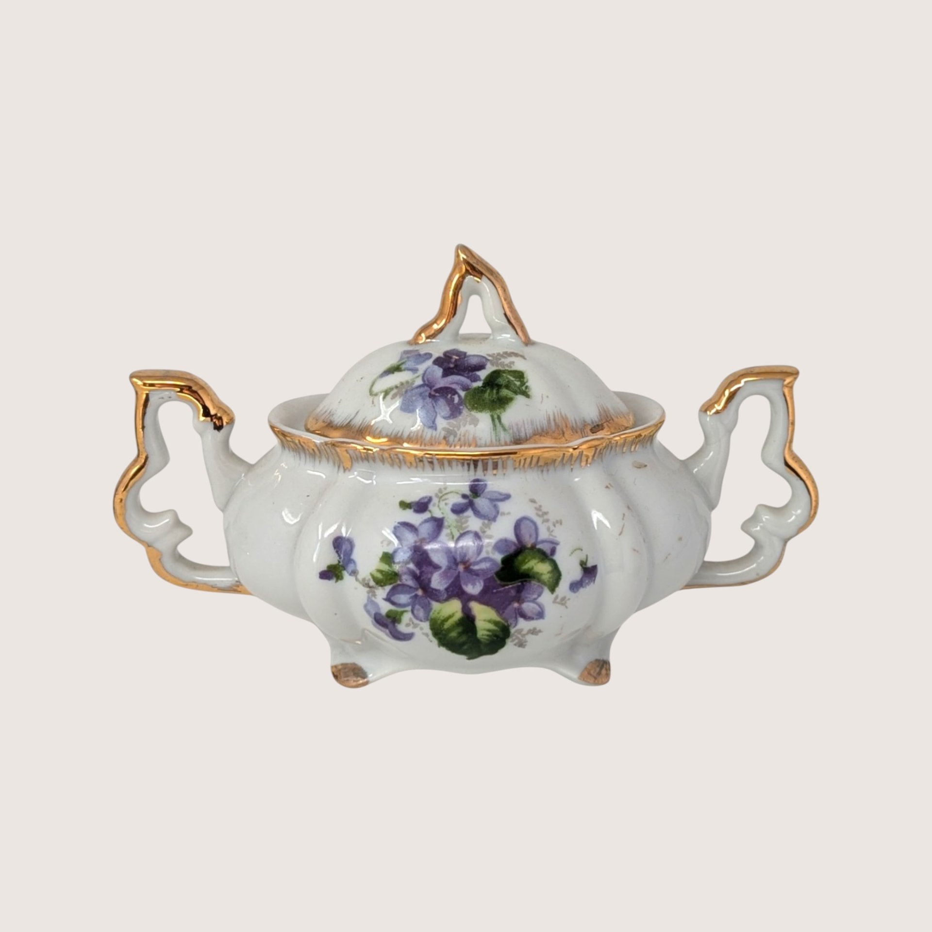1950s Napco Porcelain Violet Cream and Sugar Set 