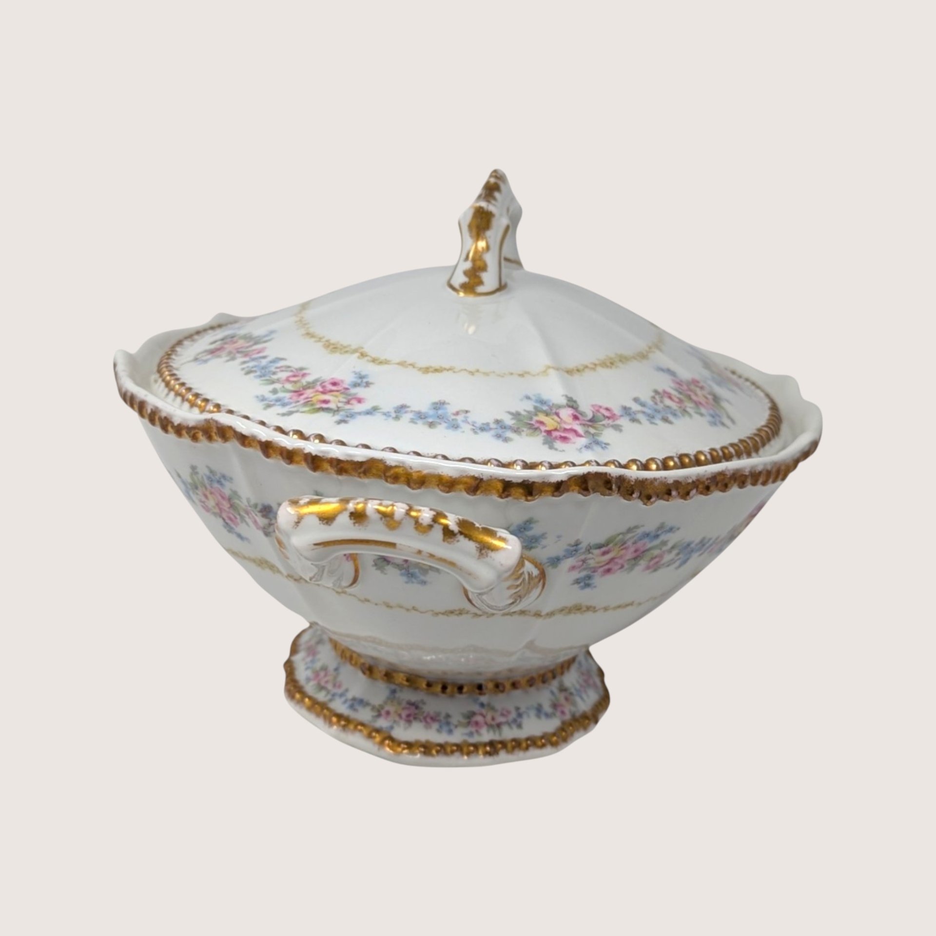 Early 1900s Higgins and Seiter Elite Works Limoges Covered Vegetable Bowl