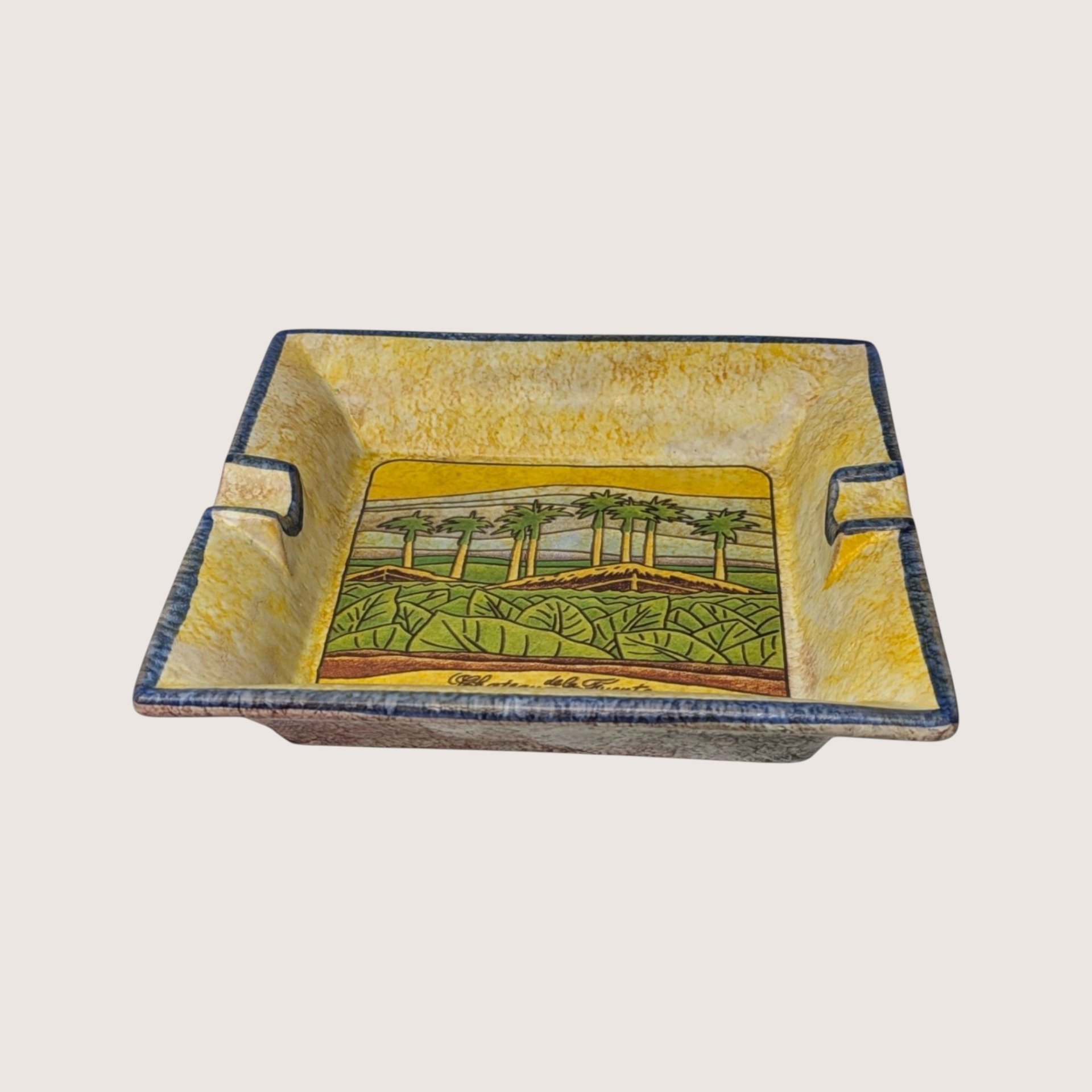 1990s Italian Ceramic Chateau de la Fuente Ashtray