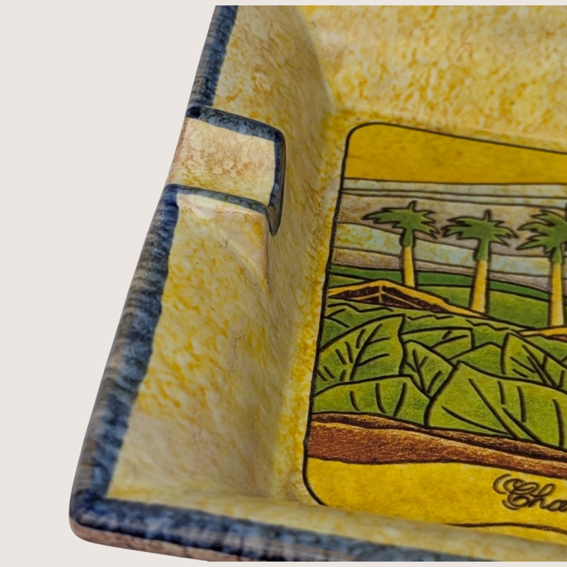 1990s Italian Ceramic Chateau de la Fuente Ashtray