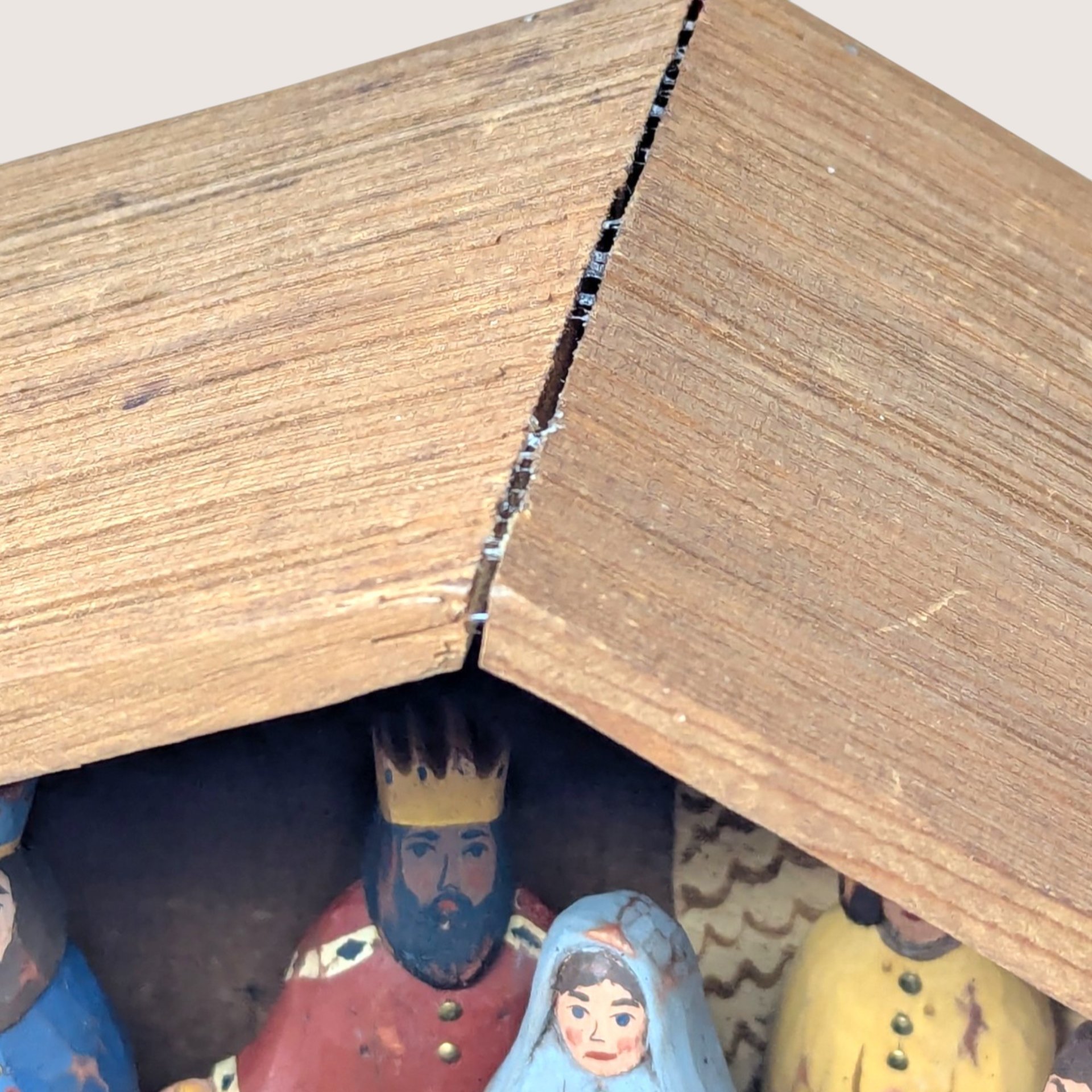 Vintage Handmade Wooden Nativity Folk Art Christmas Set