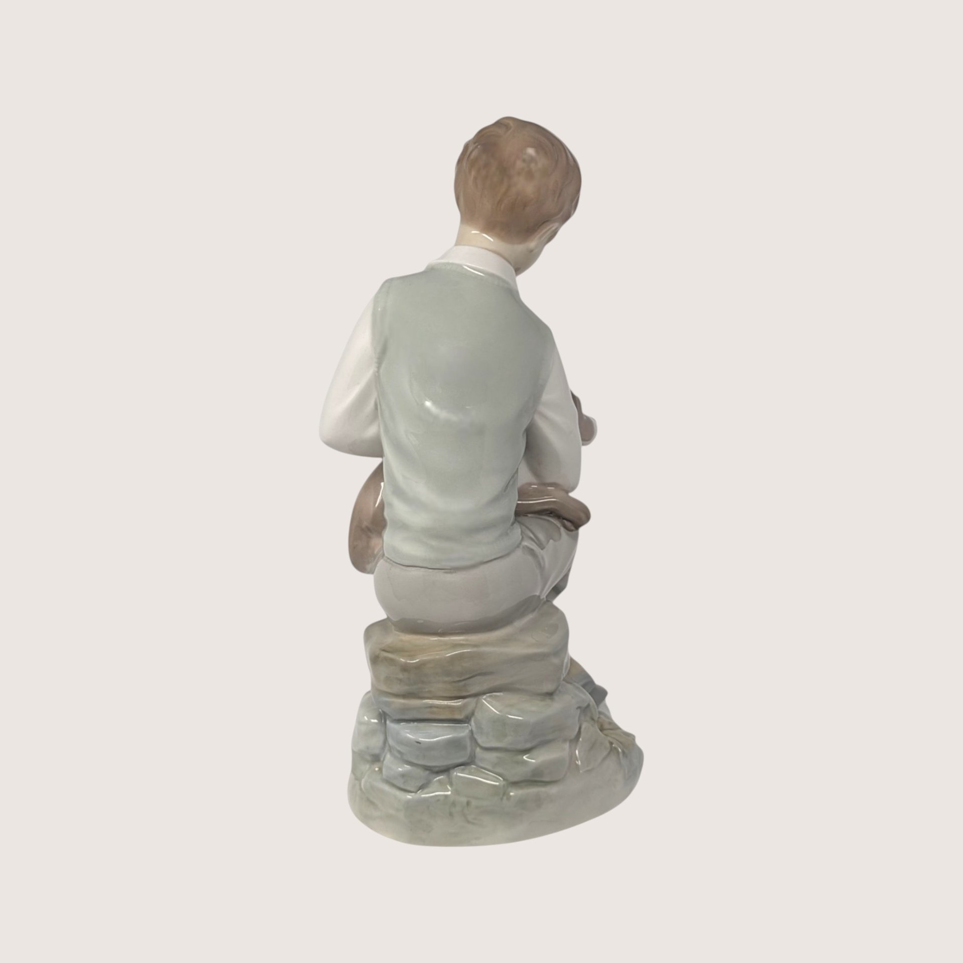Vintage Zaphir Porcelain Boy Petting Puppy Figurine