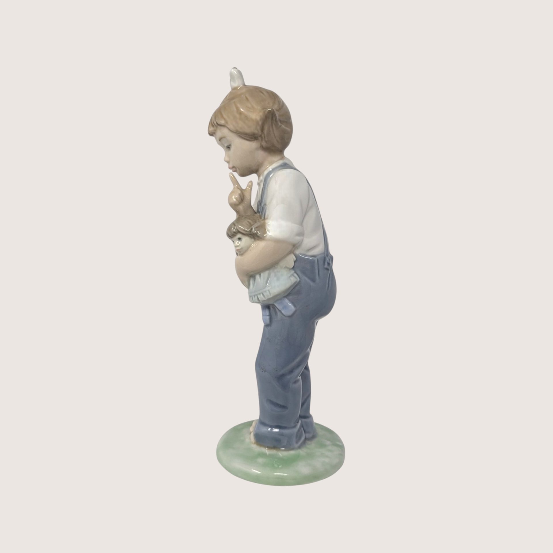 1990s Nao by Lladro Hush Girl Holding Doll Spanish Porcelain Figurine 