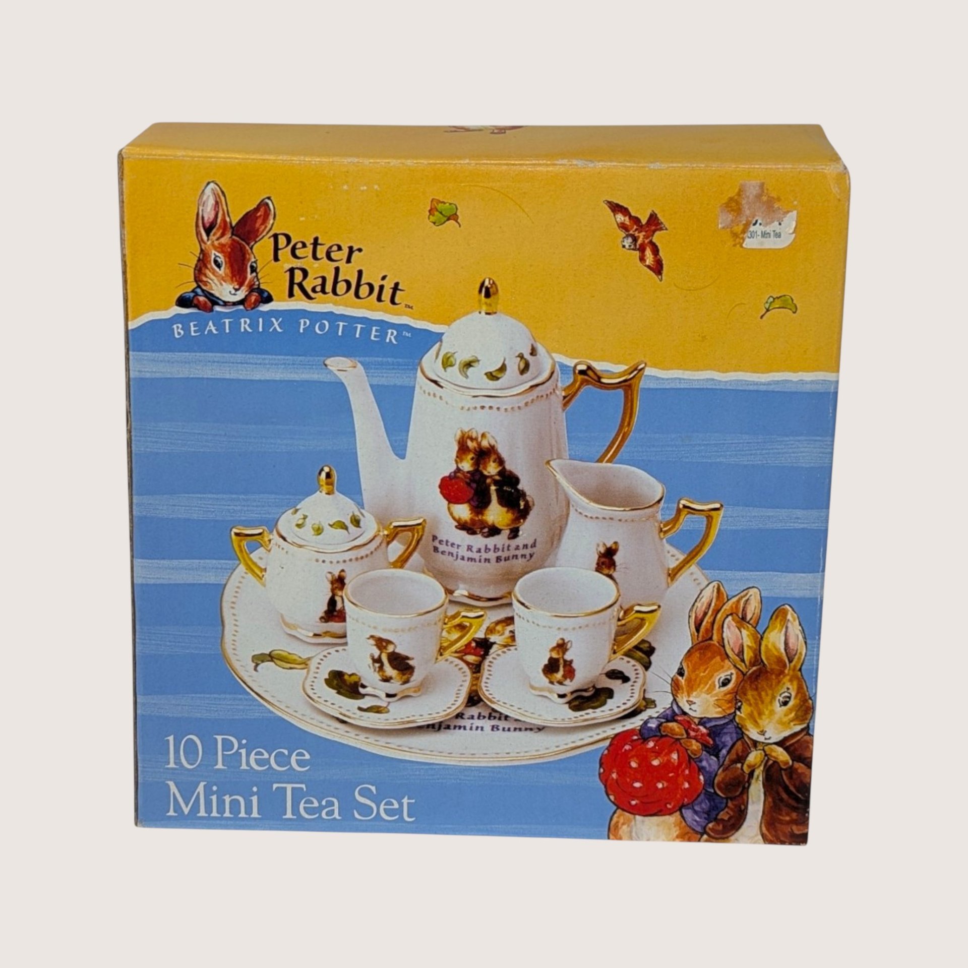 2002 Beatrix Potter Peter Rabbit 10 pc Porcelain Mini Tea Set 