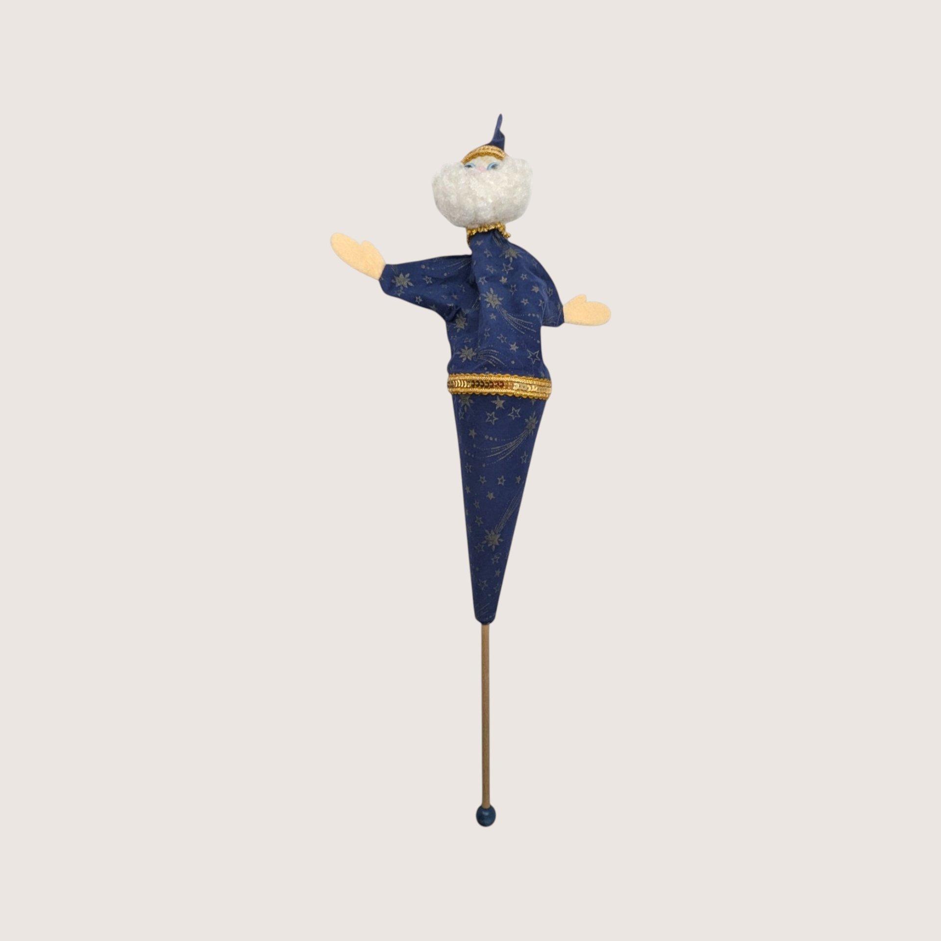 1970s Handmade Felt Wizard Puppet Vintage Folk Art