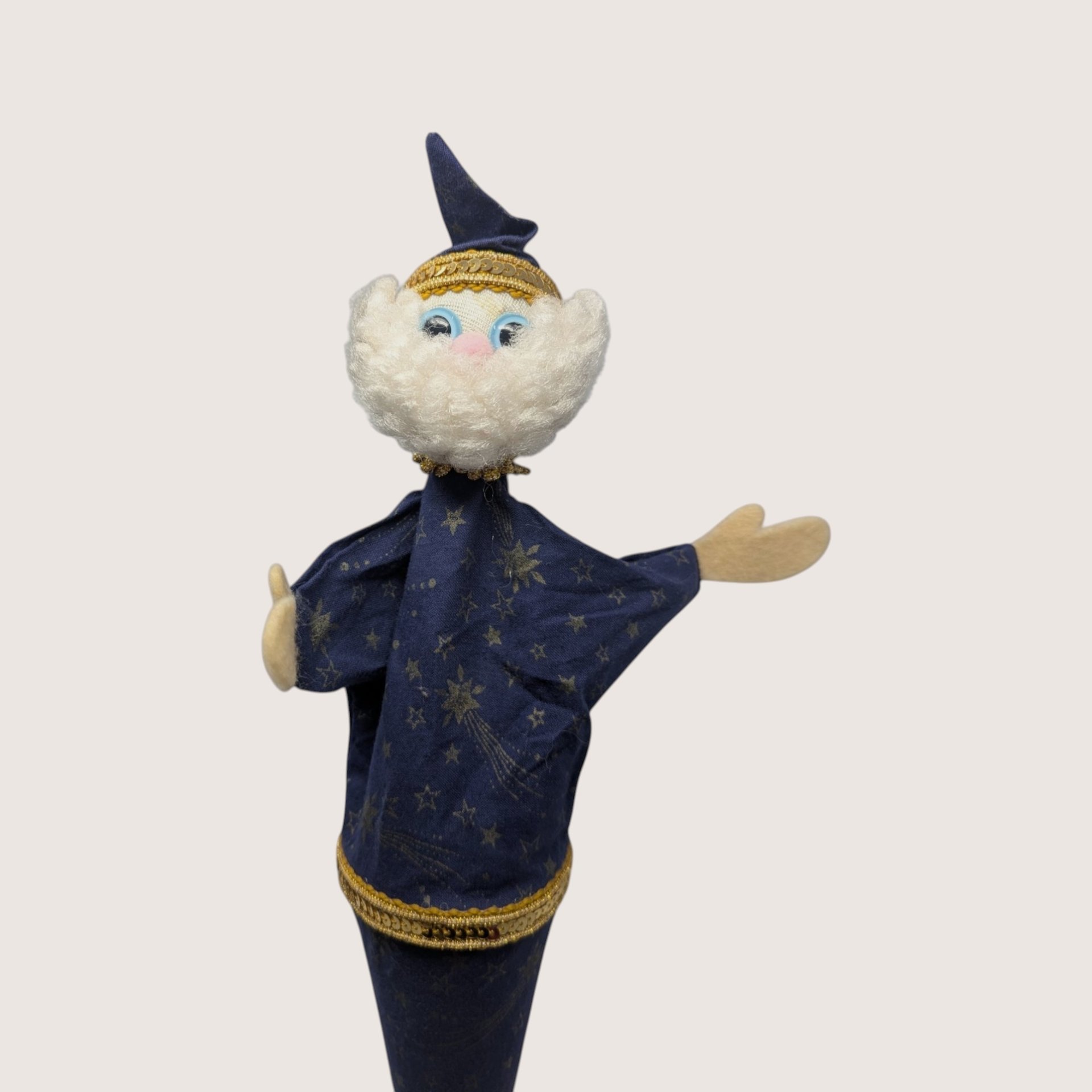 1970s Handmade Felt Wizard Puppet Vintage Folk Art