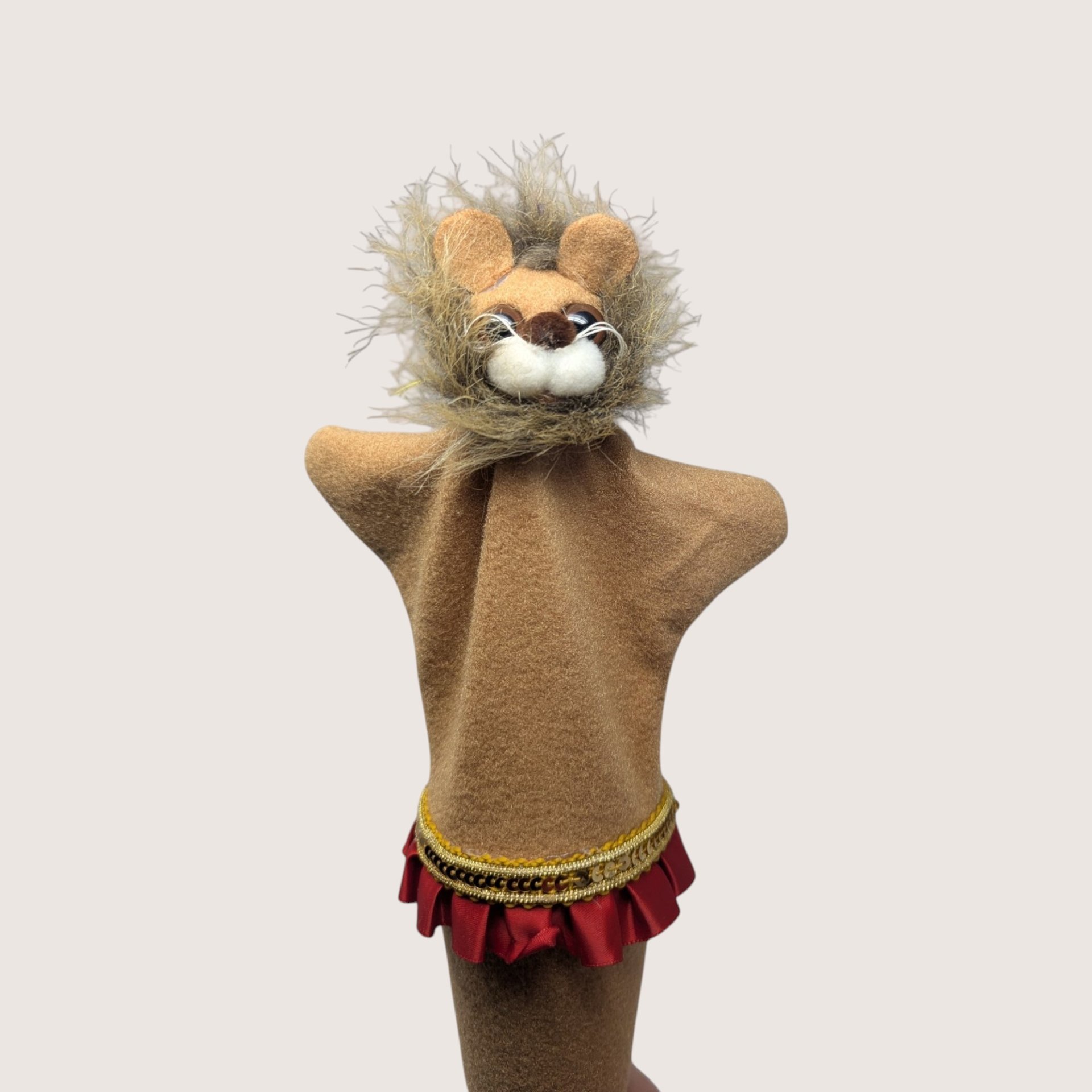 1970s Handmade Felt Lion Puppet Vintage Folk Art