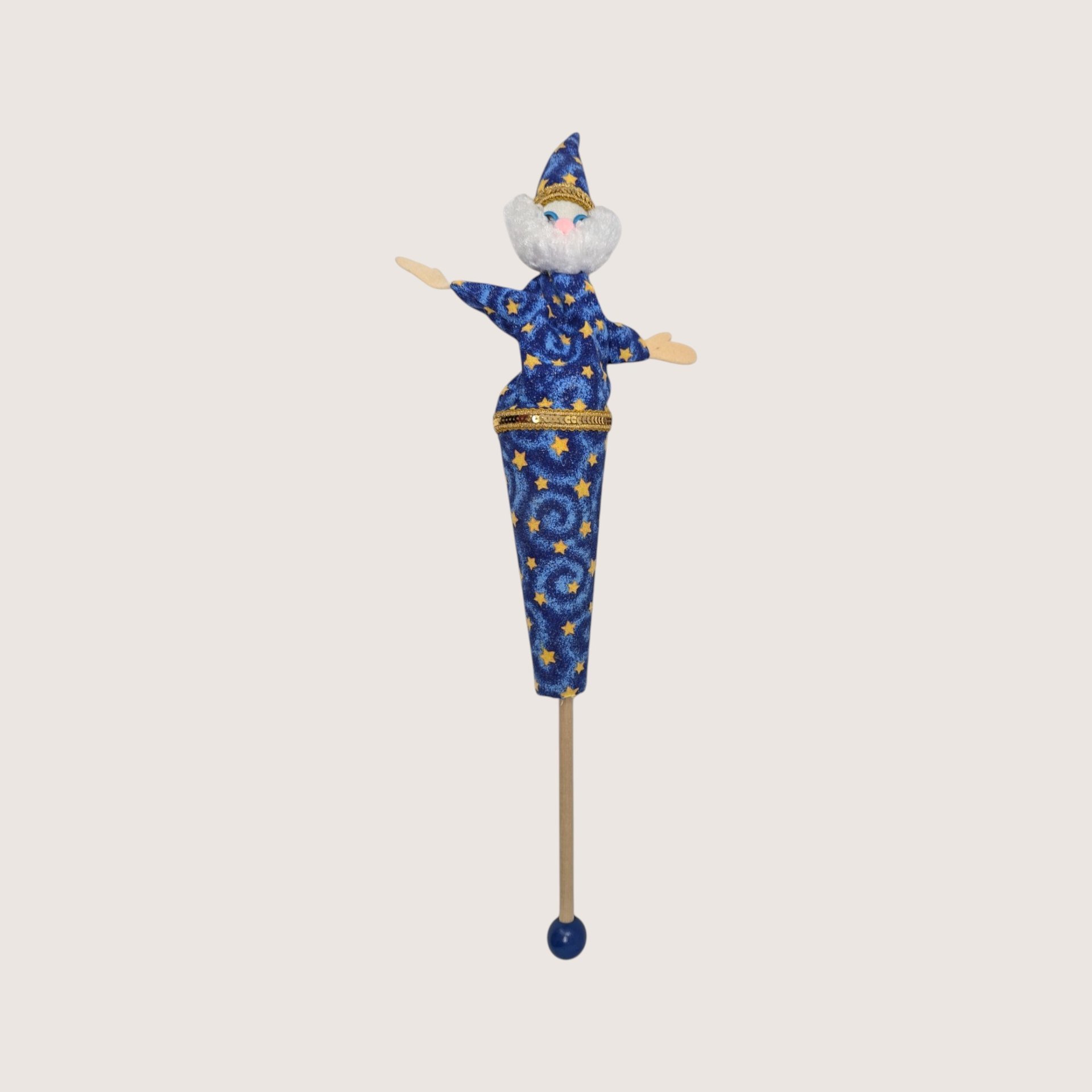 1970s Handmade Cloth Wizard Puppet Vintage Folk Art